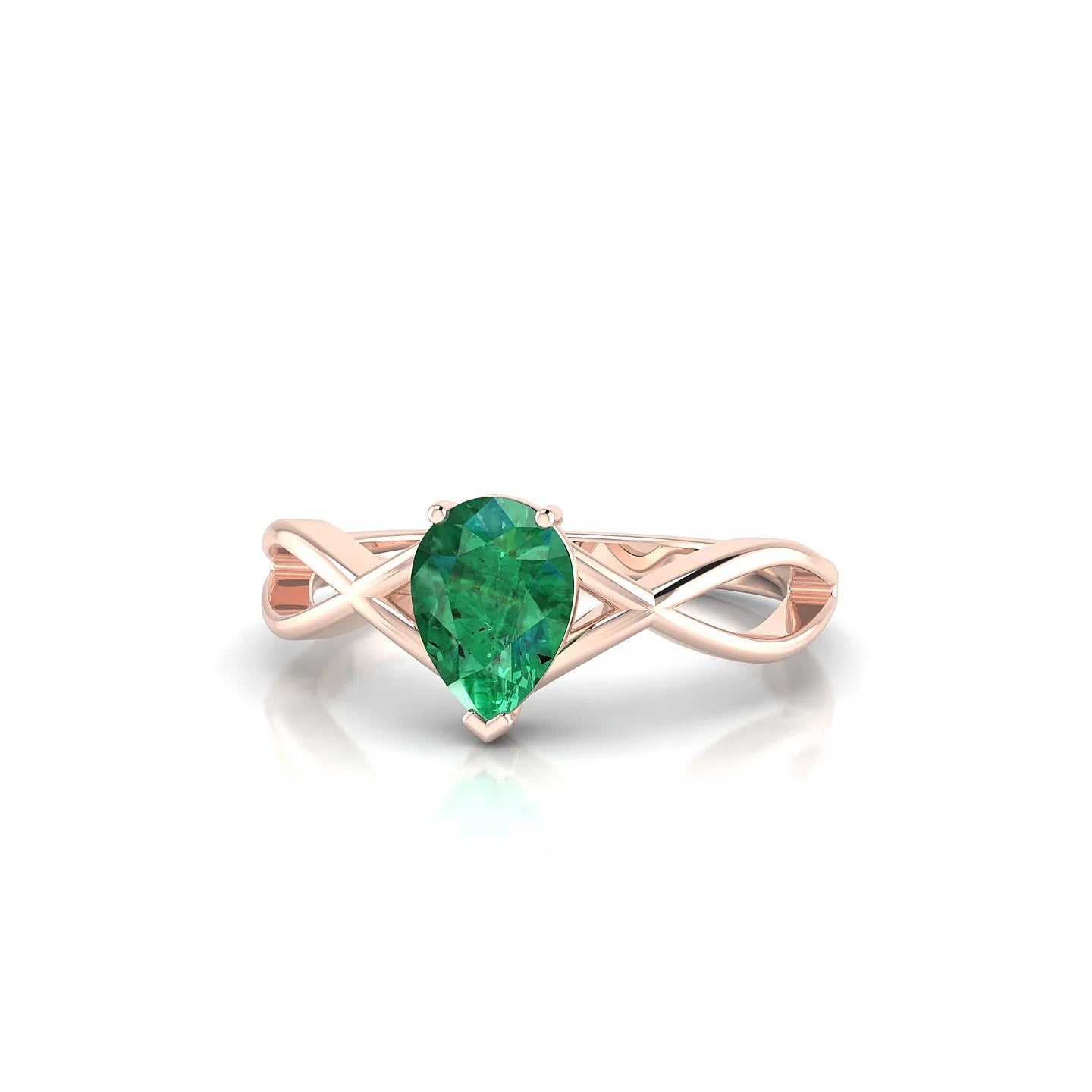 Daze | 18k Rose Gold 7 x 5 mm Pear Emerald Ring
