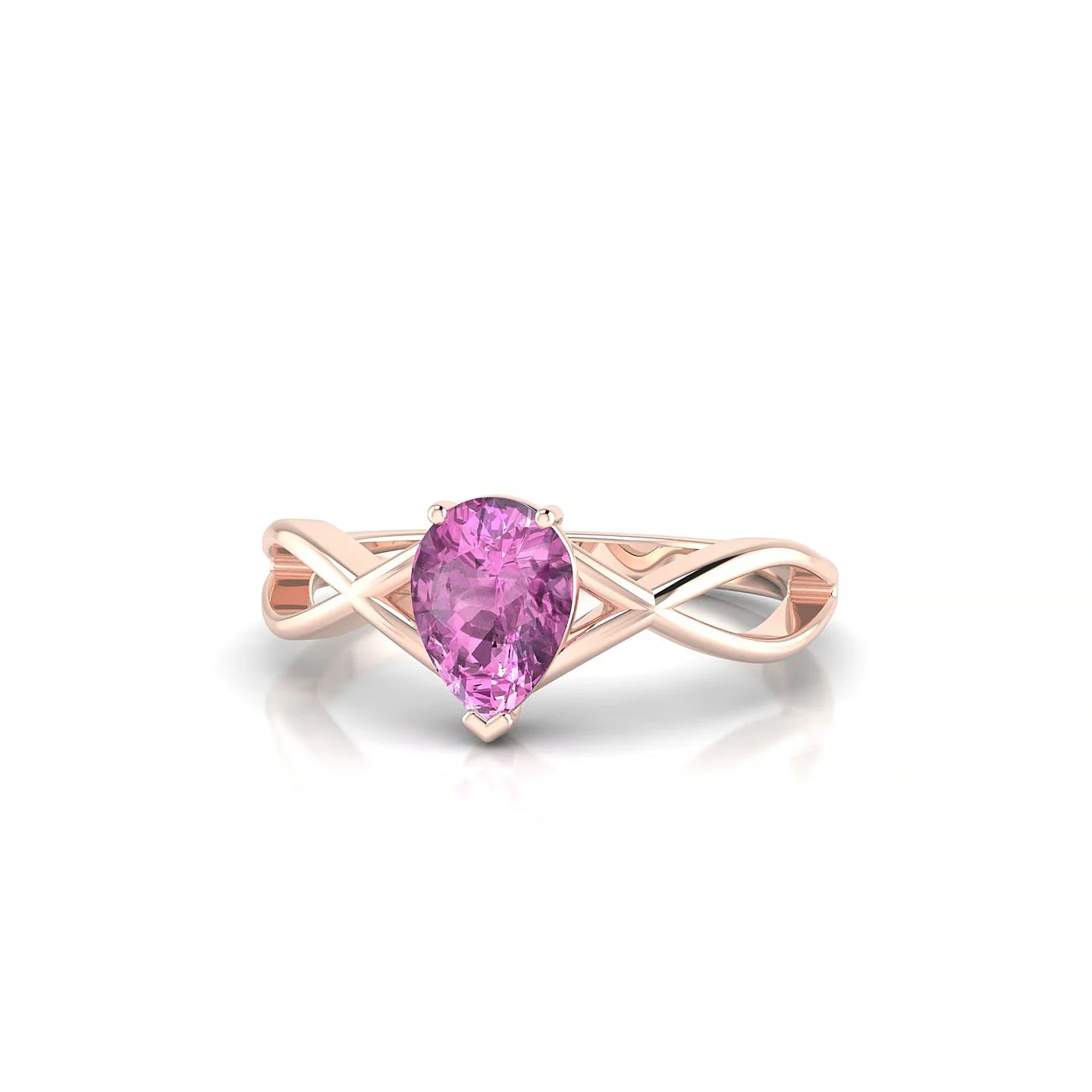 Daze | 18k Rose Gold 7 x 5 mm Pear Pink Sapphire Ring