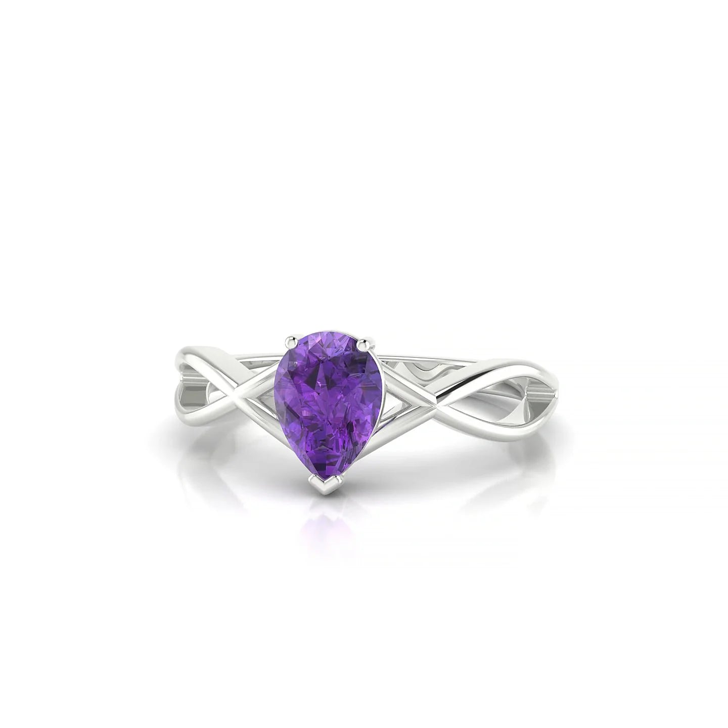 Daze | 18k White Gold 7 x 5 mm Pear Amethyst Ring