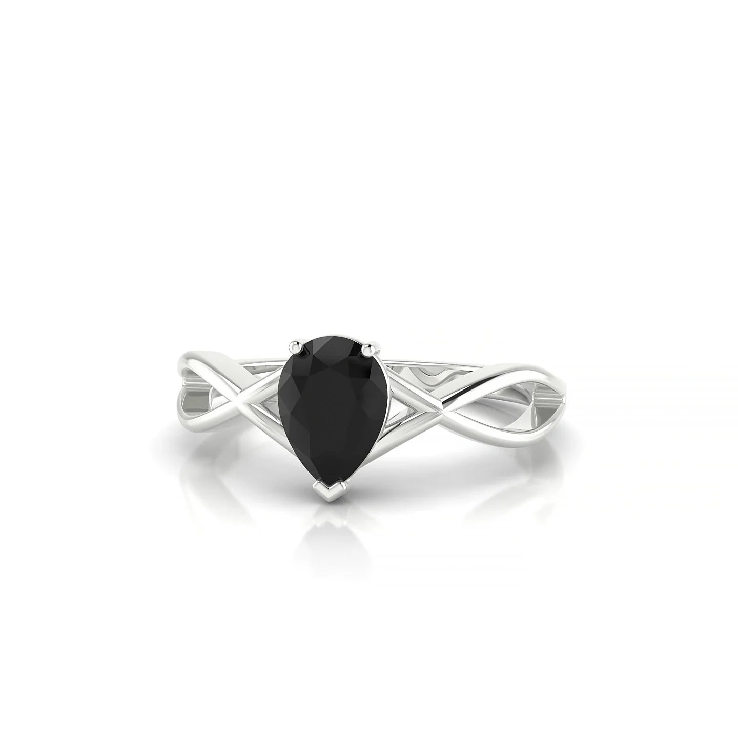 Daze | 18k White Gold 7 x 5 mm Pear Black Diamond Ring