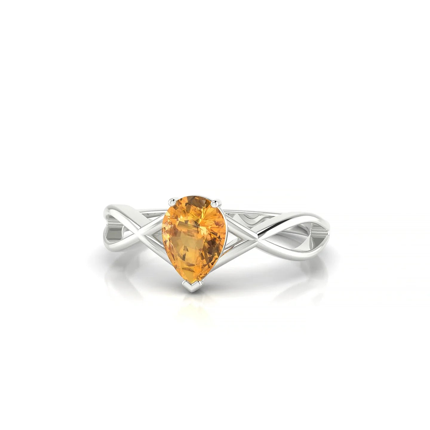 Daze | 18k White Gold 7 x 5 mm Pear Citrine Ring