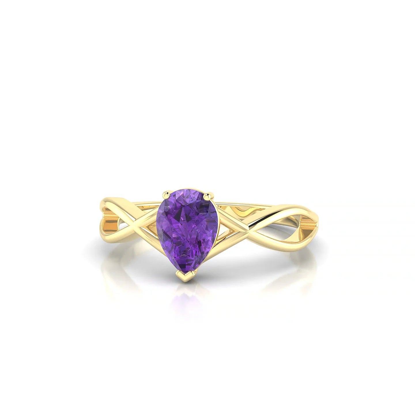 Daze | 18k Yellow Gold 7 x 5 mm Pear Amethyst Ring