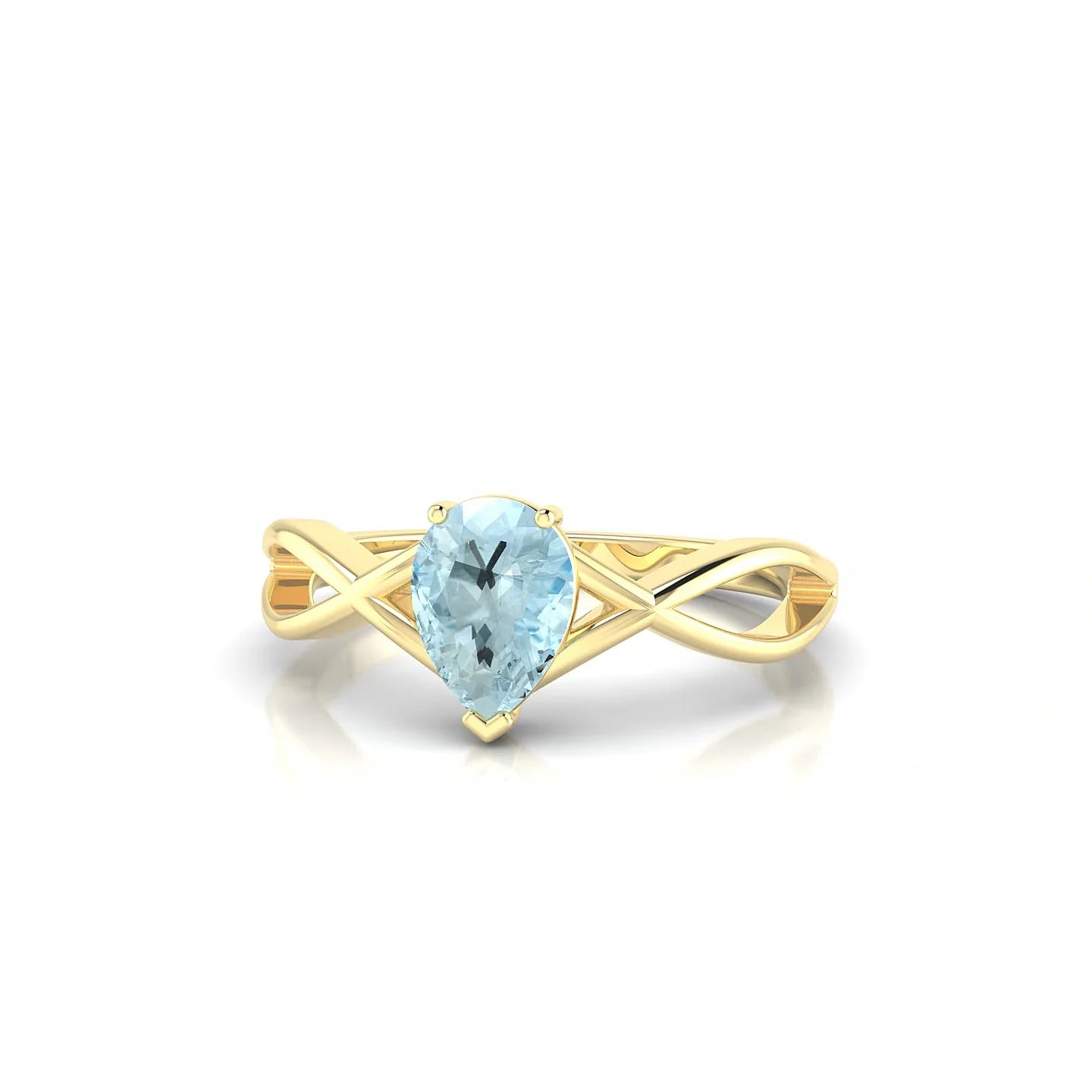 Daze | 18k Yellow Gold 7 x 5 mm Pear Aquamarine Ring