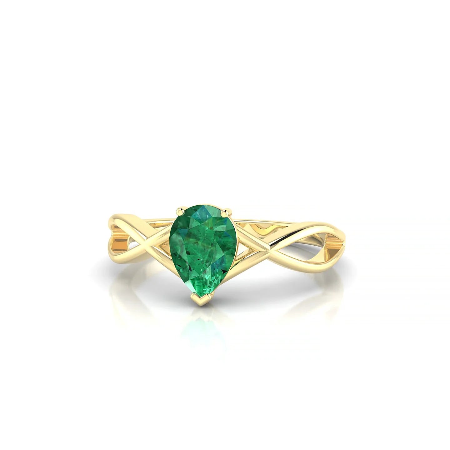Daze | 18k Yellow Gold 7 x 5 mm Pear Emerald Ring