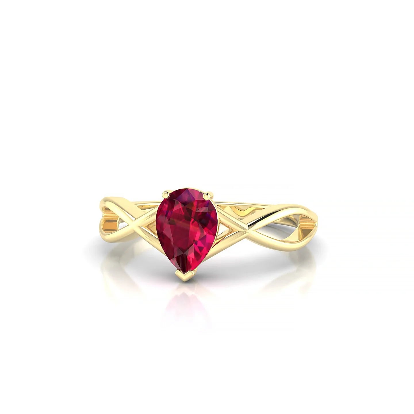 Daze | 18k Yellow Gold 7 x 5 mm Pear Ruby Ring