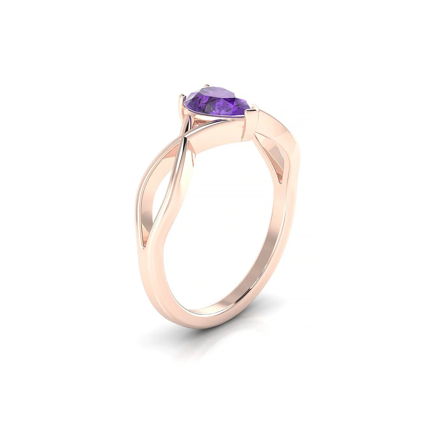 Daze | 18k Rose Gold 7 x 5 mm Pear Amethyst Ring