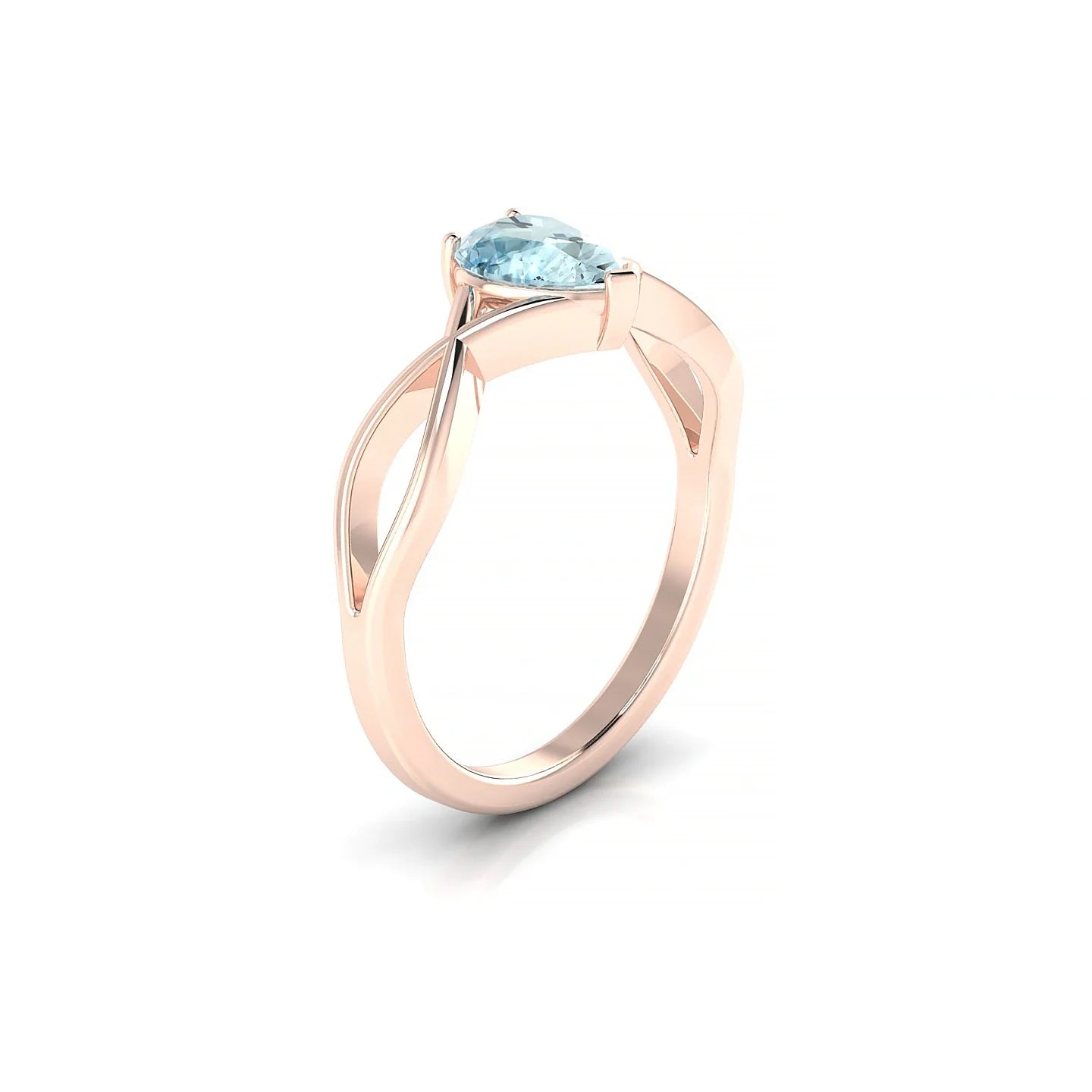 Daze | 18k Rose Gold 7 x 5 mm Pear Aquamarine Ring