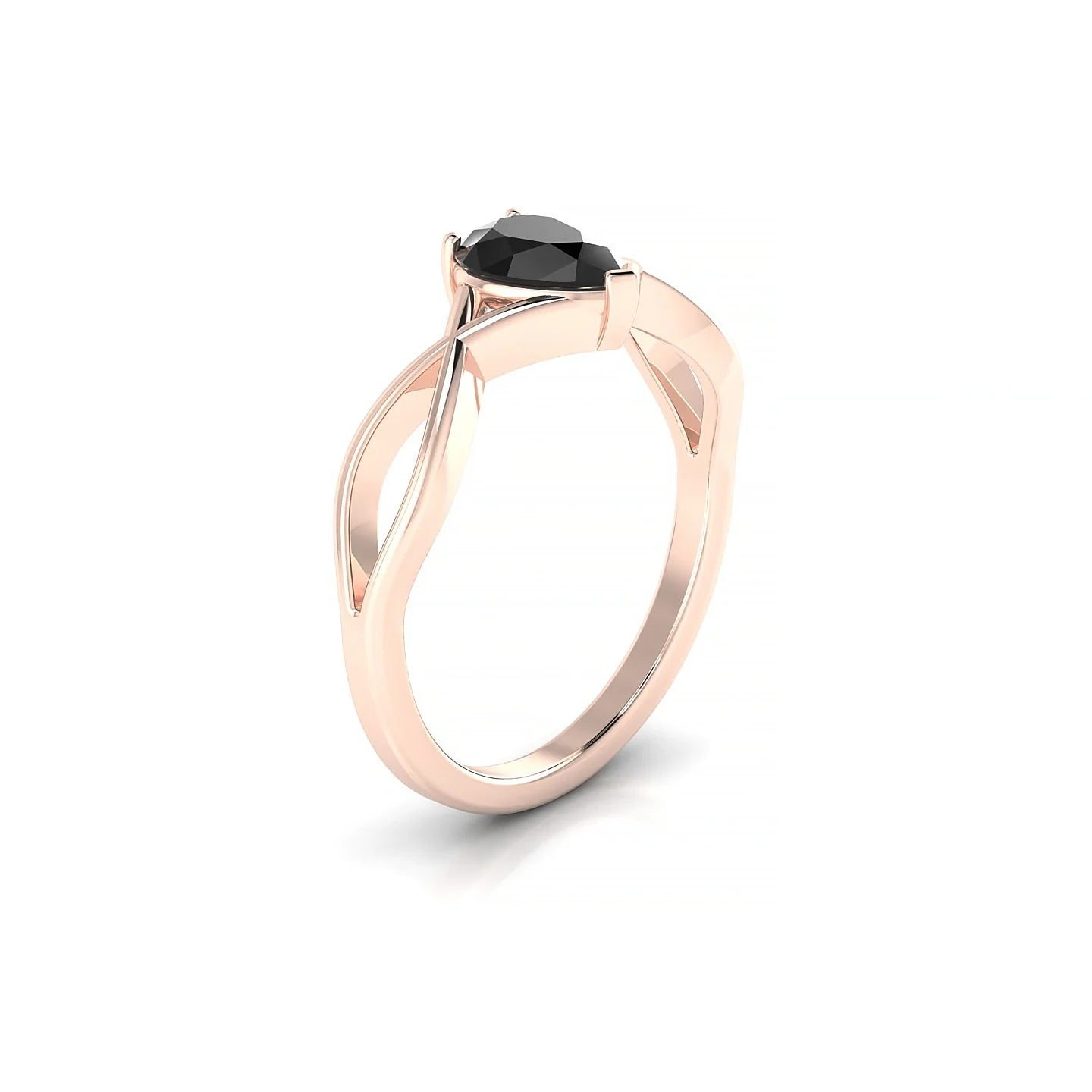 Daze | 18k Rose Gold 7 x 5 mm Pear Black Diamond Ring