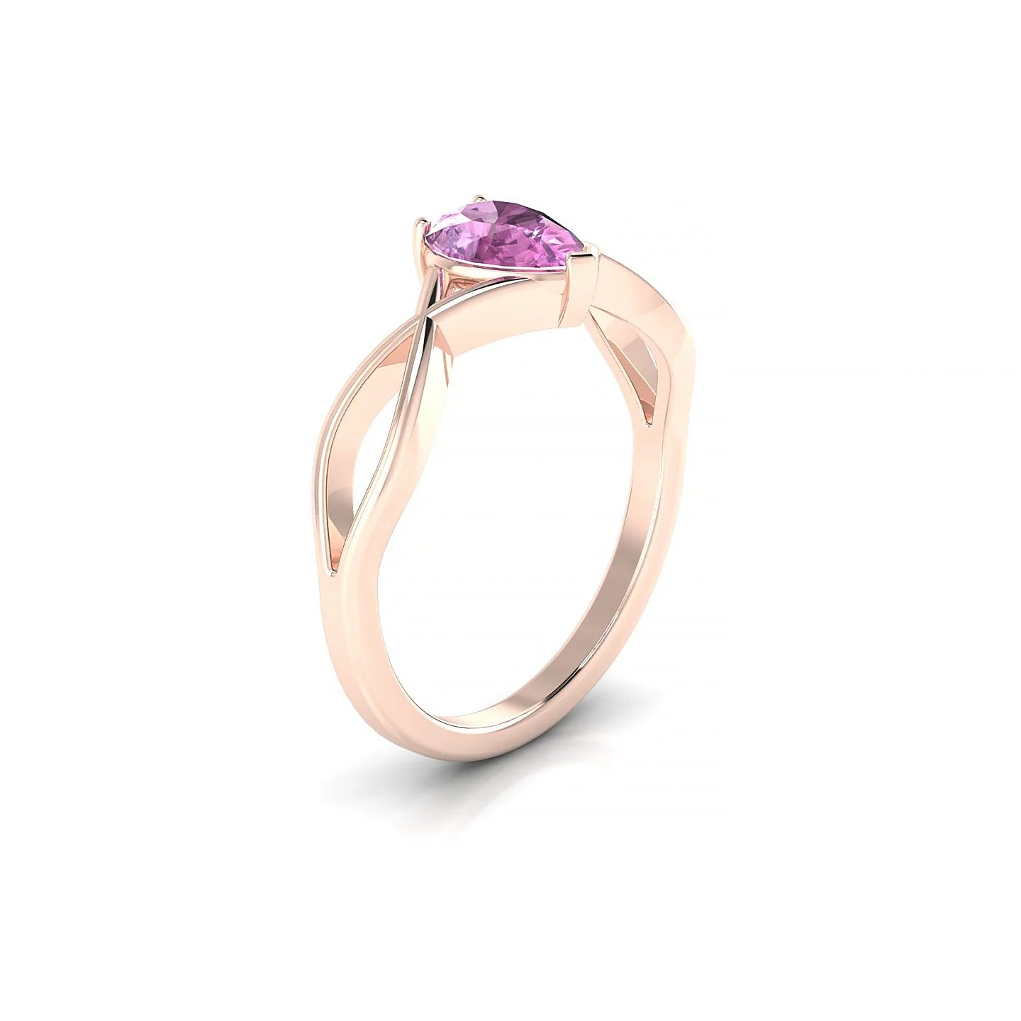 Daze | 18k Rose Gold 7 x 5 mm Pear Pink Sapphire Ring