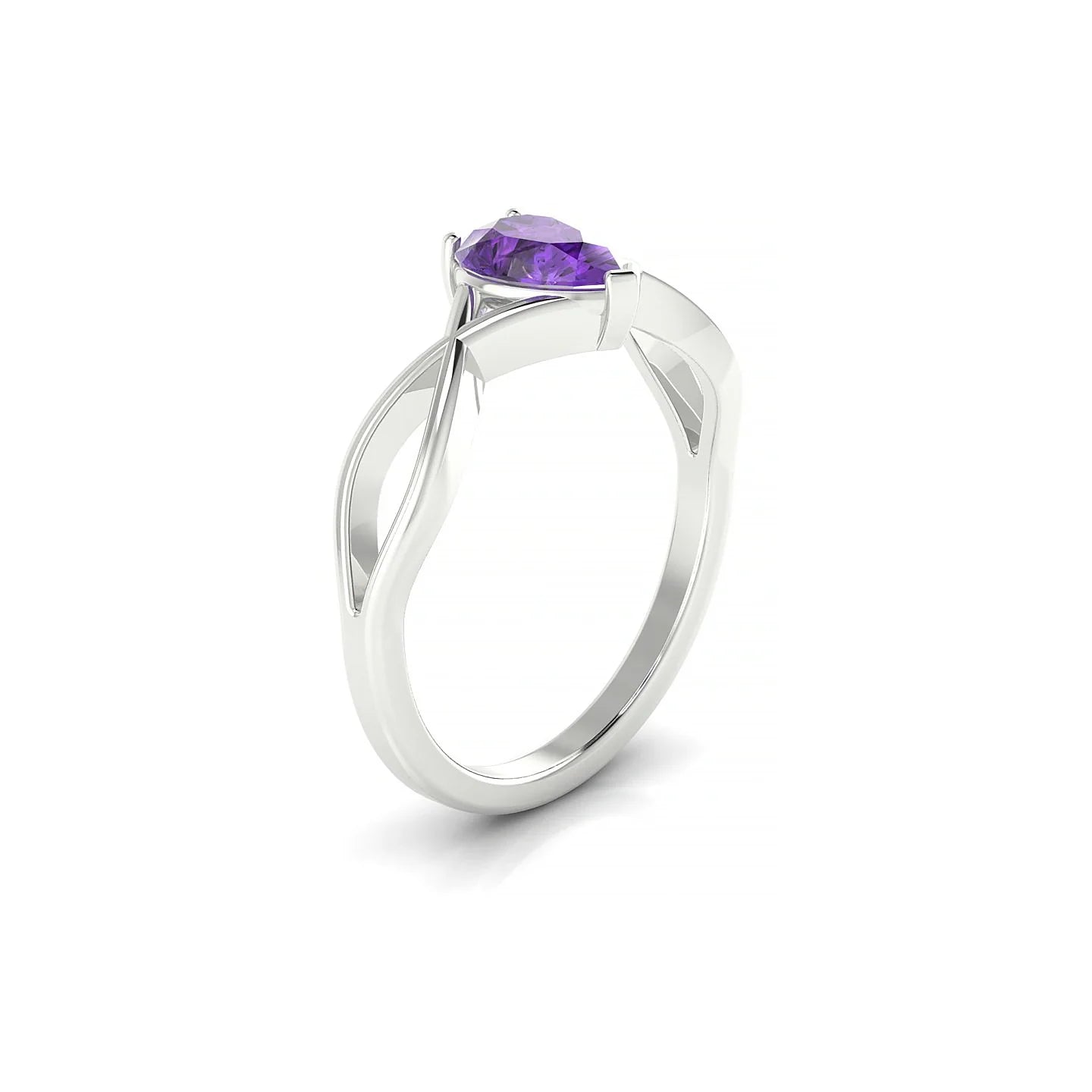 Daze | 18k White Gold 7 x 5 mm Pear Amethyst Ring
