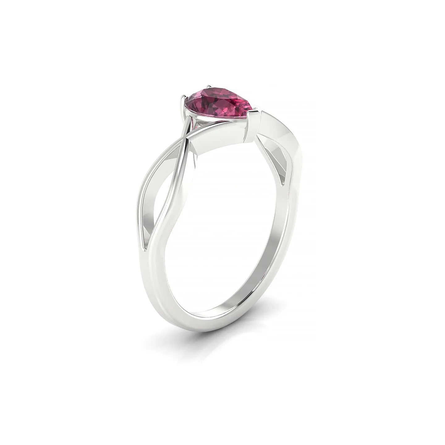 Daze | 18k White Gold 7 x 5 mm Pear Rhodolite Ring