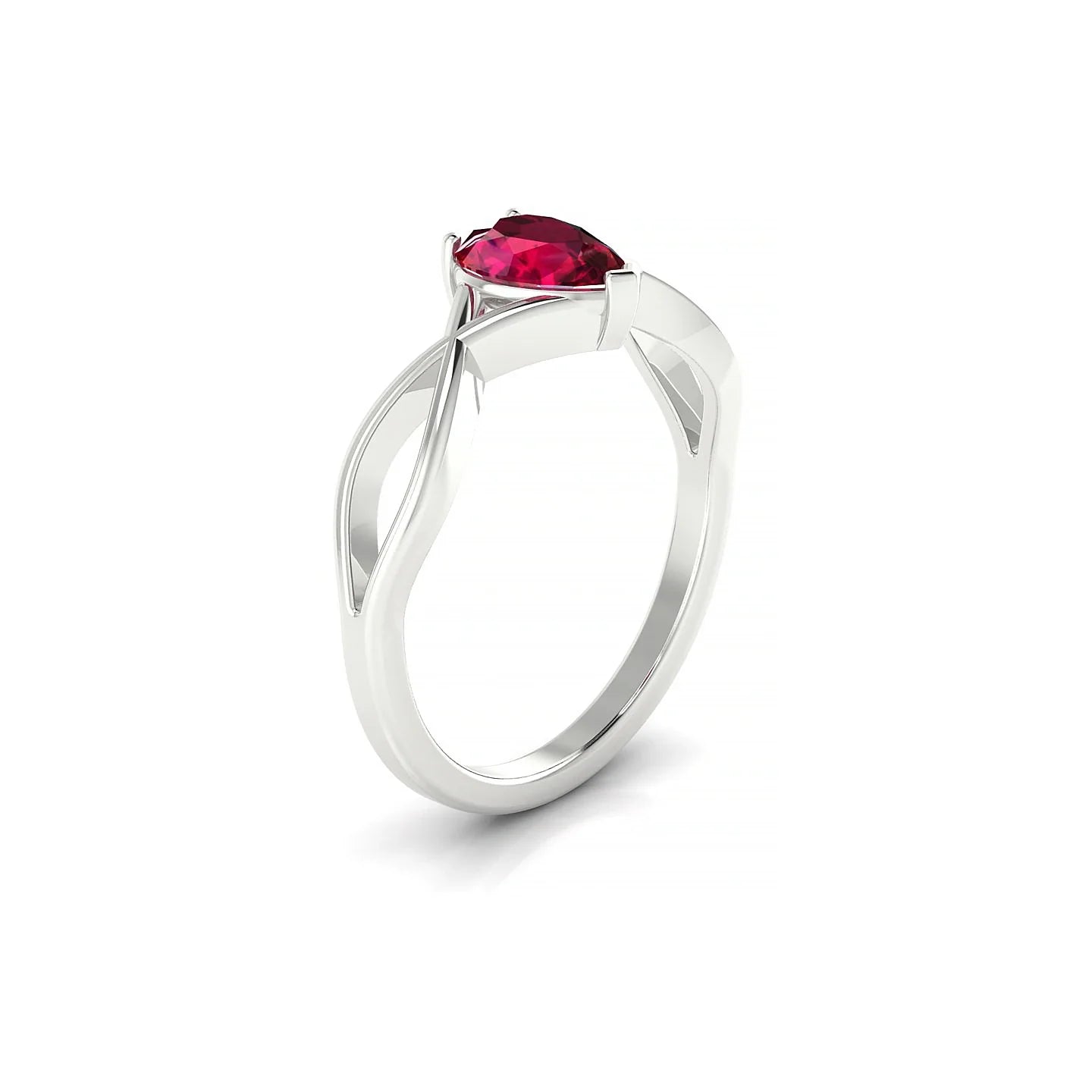 Daze | 18k White Gold 7 x 5 mm Pear Ruby Ring