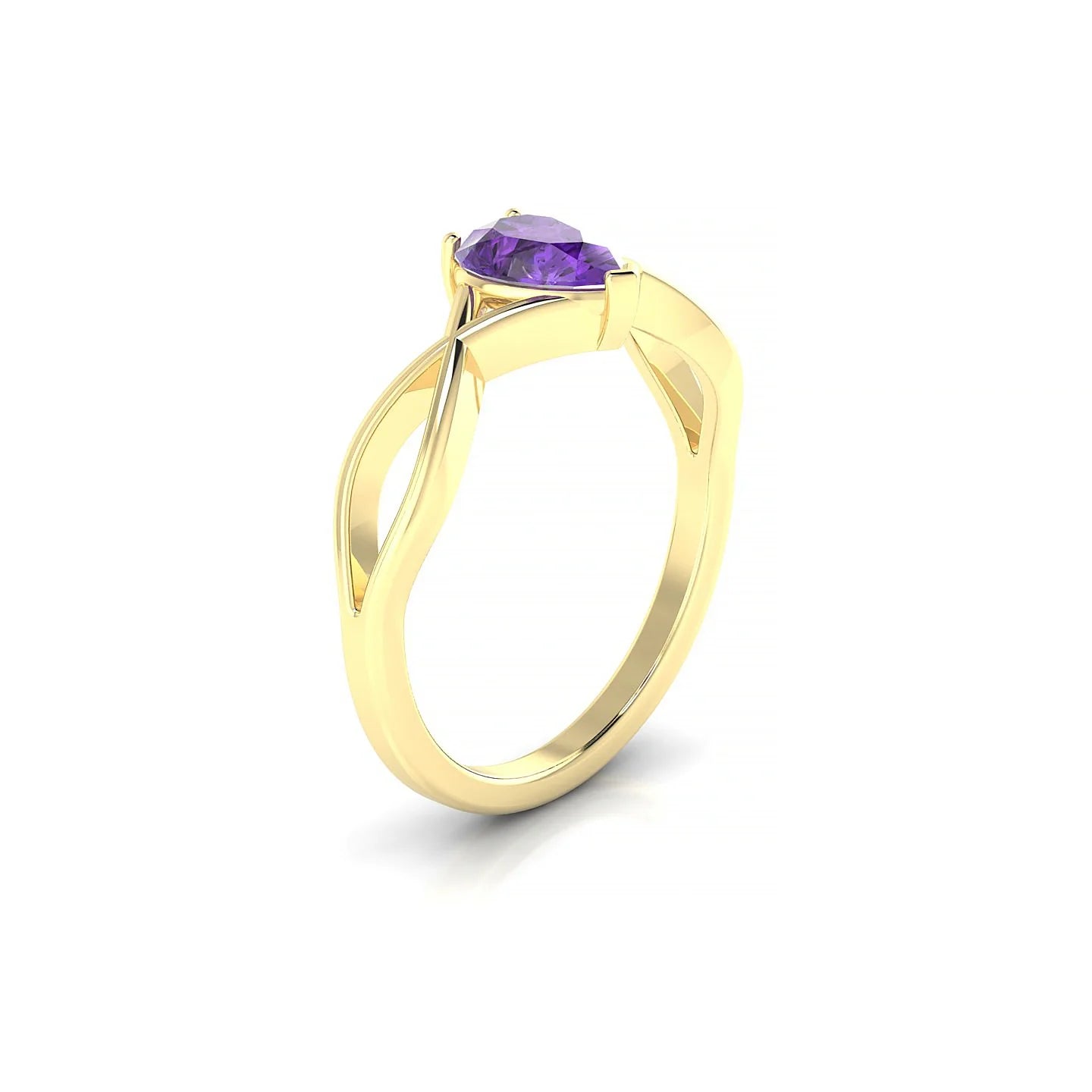 Daze | 18k Yellow Gold 7 x 5 mm Pear Amethyst Ring
