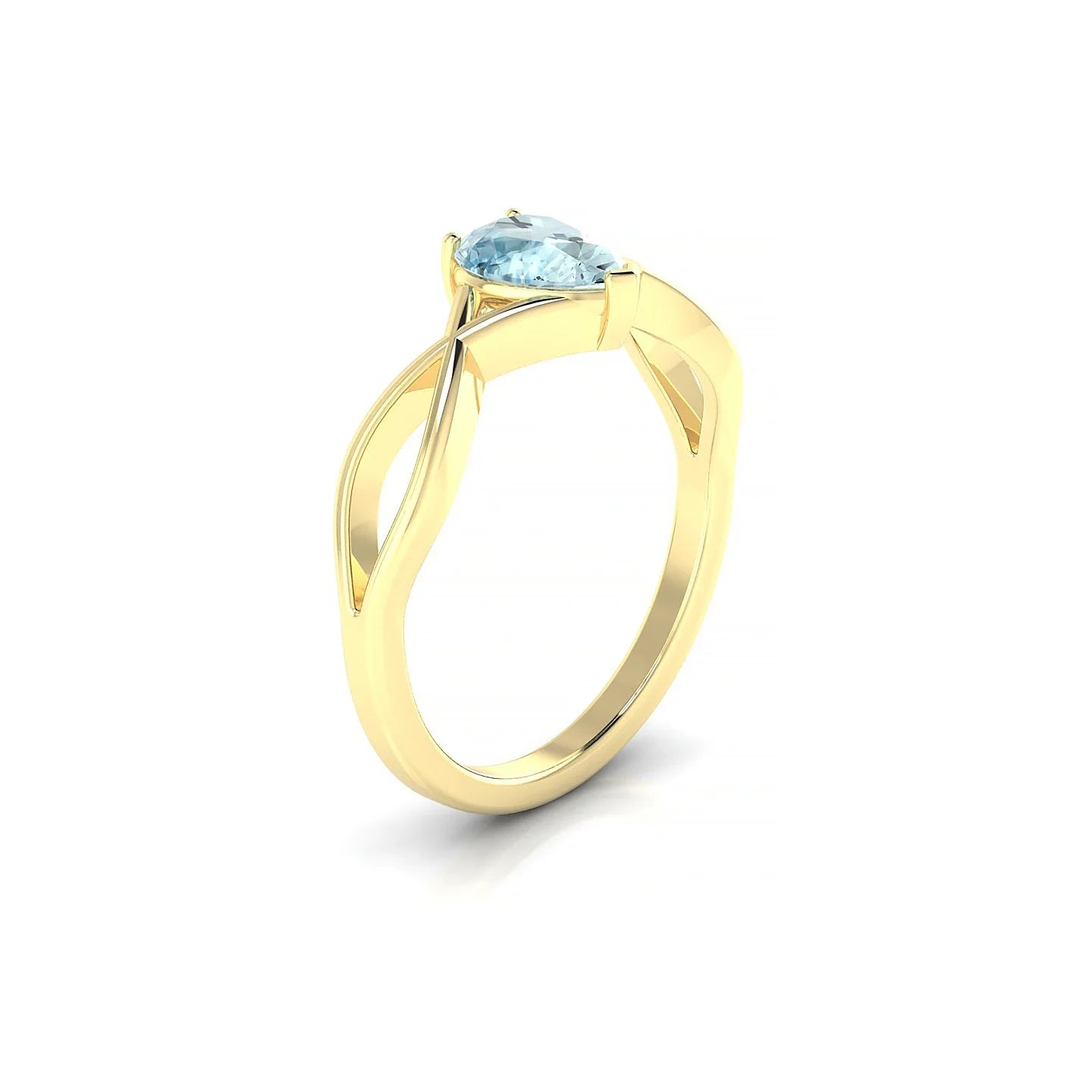 Daze | 18k Yellow Gold 7 x 5 mm Pear Aquamarine Ring