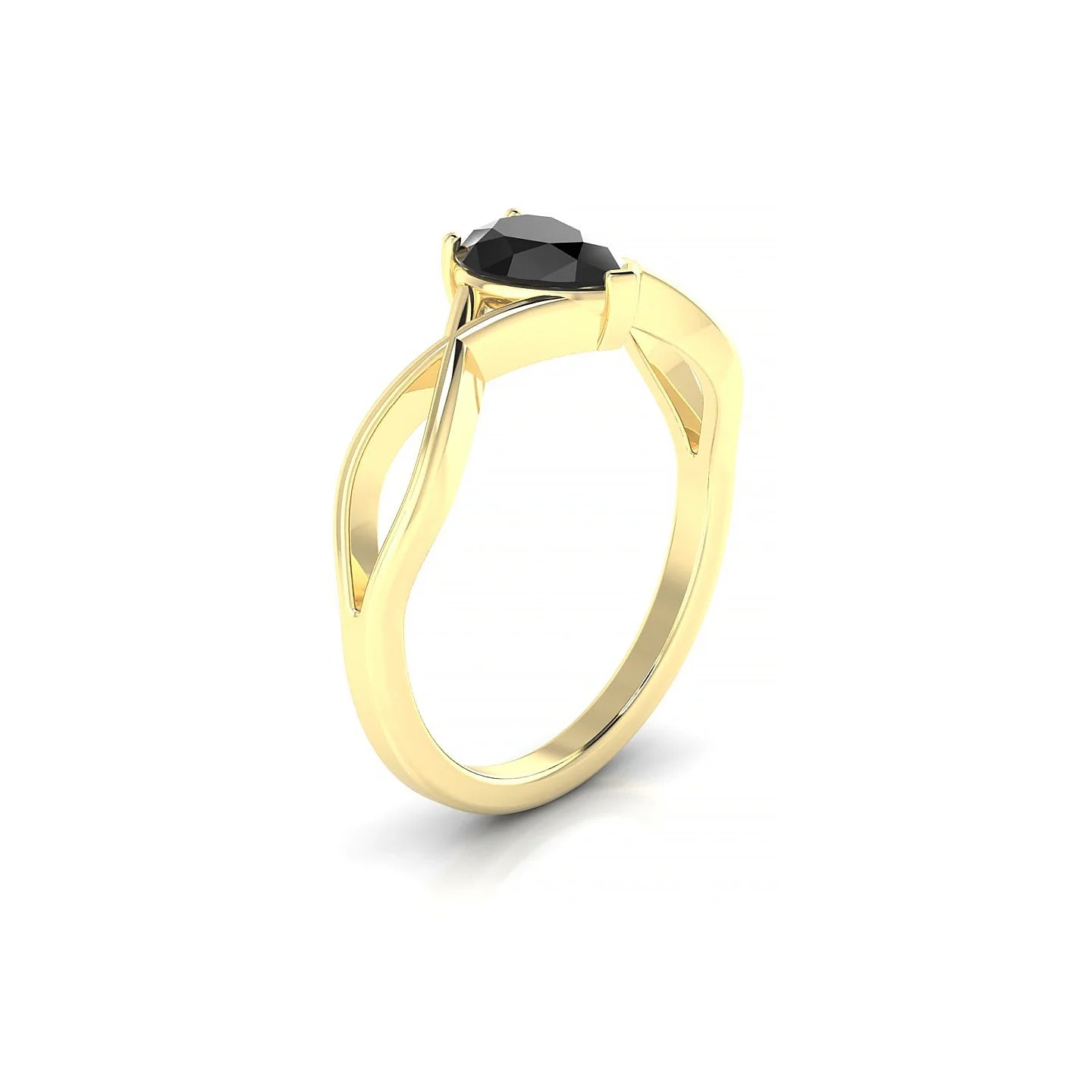 Daze | 18k Yellow Gold 7 x 5 mm Pear Black Diamond Ring