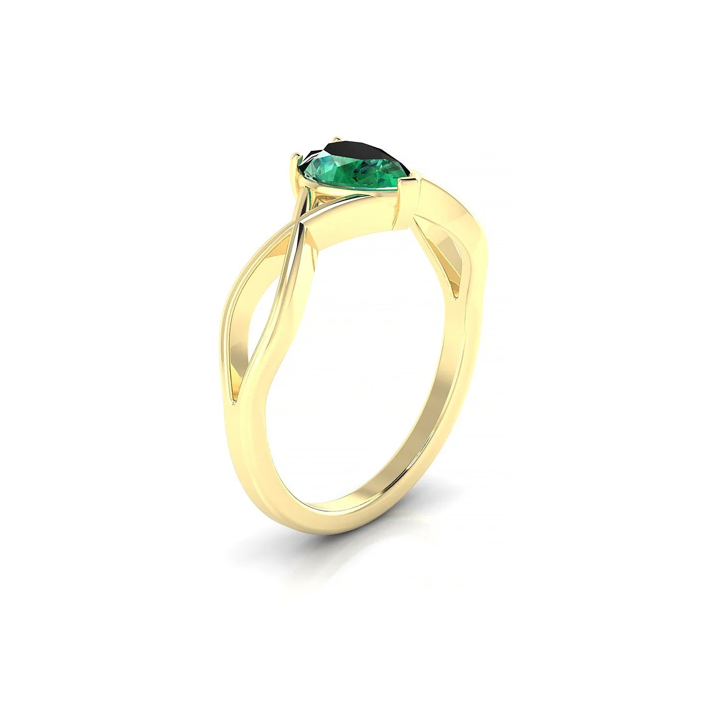 Daze | 18k Yellow Gold 7 x 5 mm Pear Emerald Ring