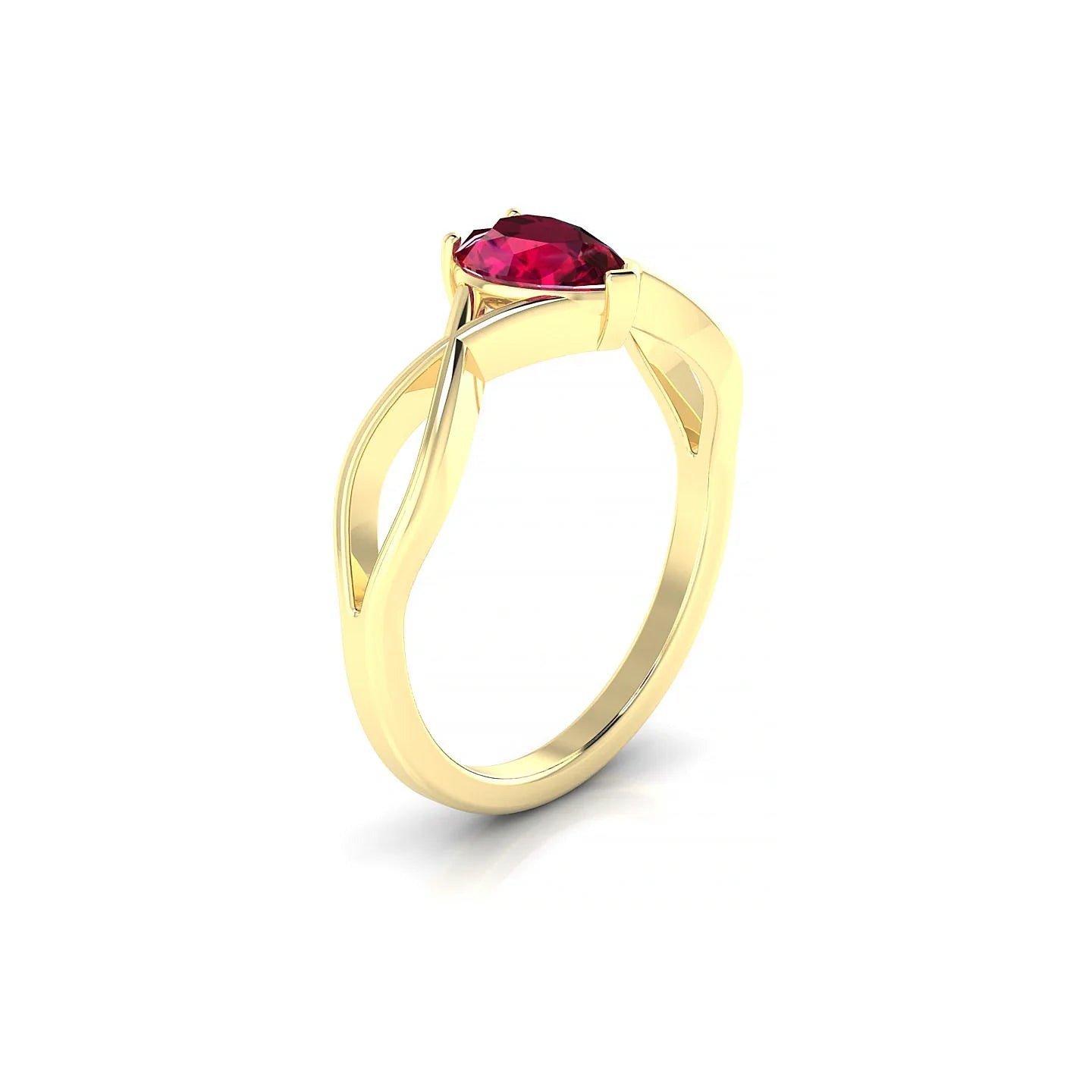 Daze | 18k Yellow Gold 7 x 5 mm Pear Ruby Ring