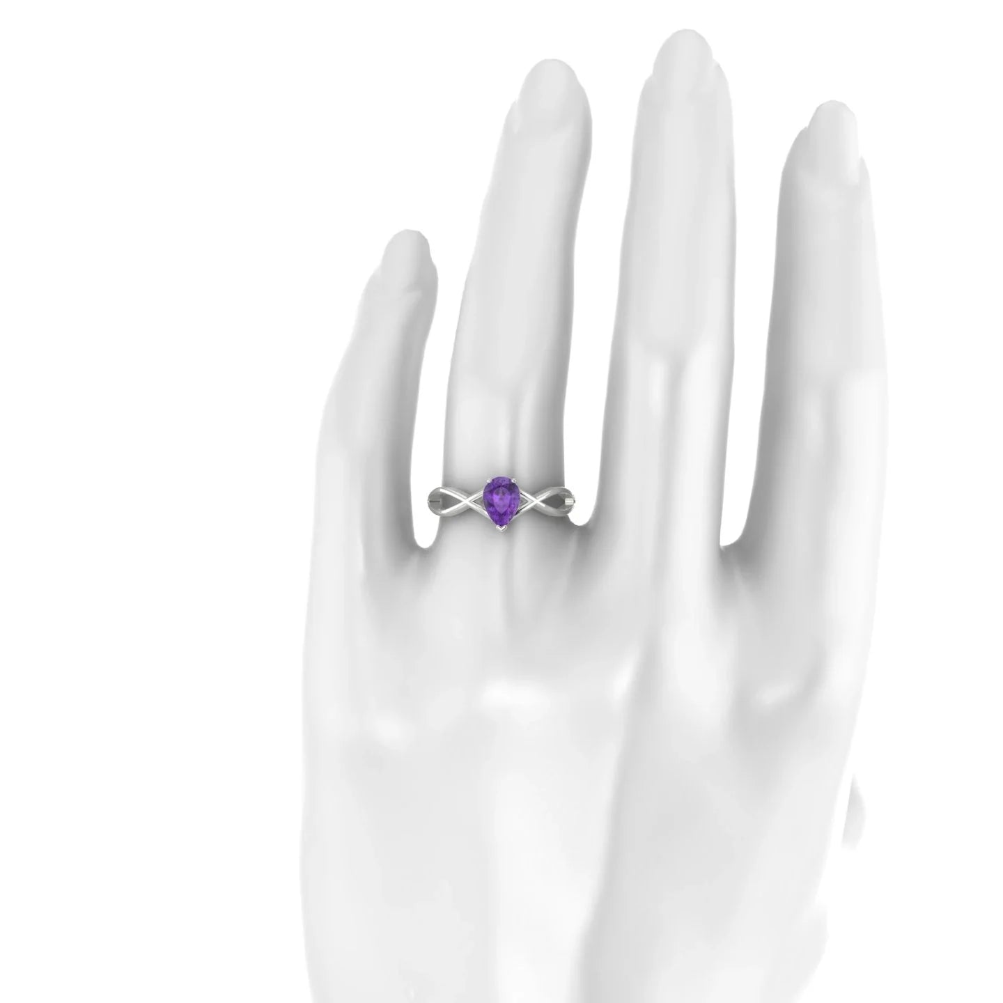 Daze | 18k White Gold 7 x 5 mm Pear Amethyst Ring