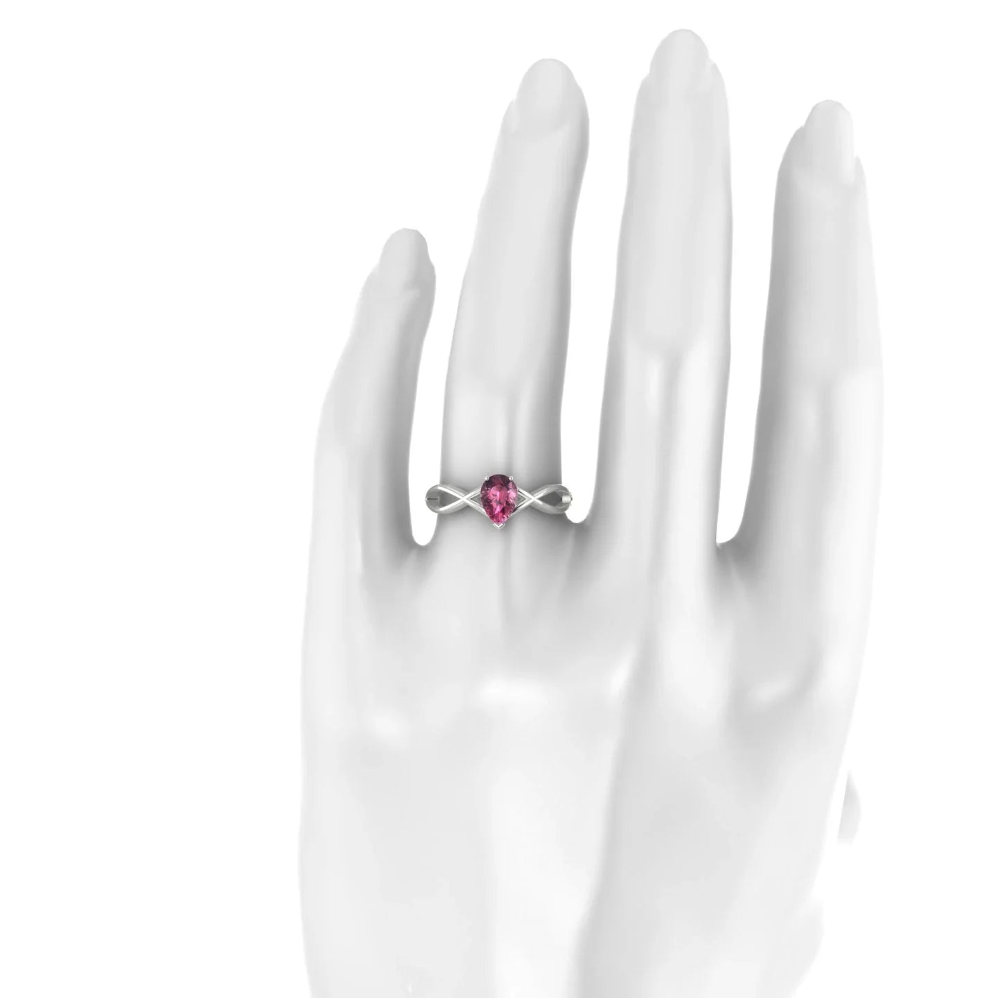 Daze | 18k White Gold 7 x 5 mm Pear Rhodolite Ring
