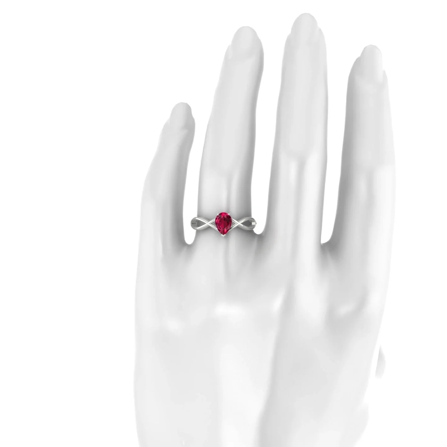Daze | 18k White Gold 7 x 5 mm Pear Ruby Ring