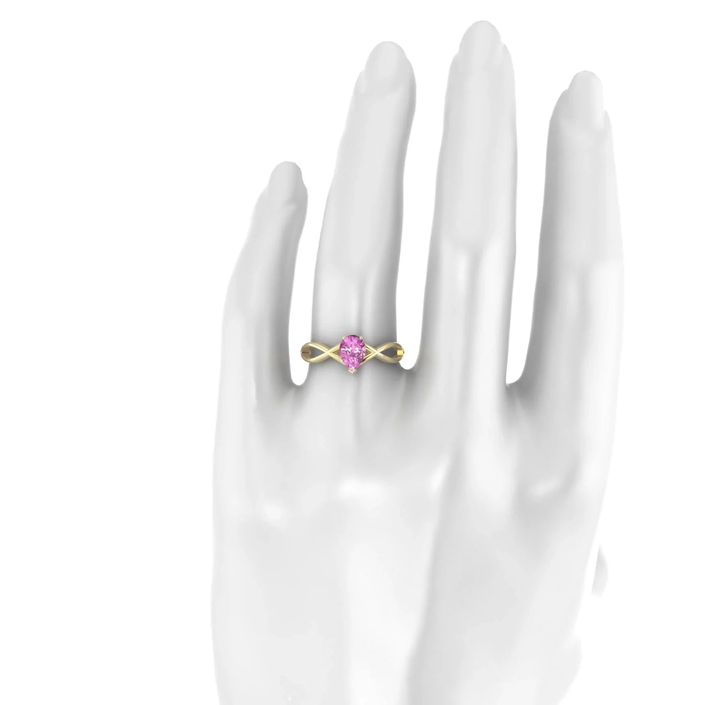Daze | 18k Yellow Gold 7 x 5 mm Pear Pink Sapphire Ring