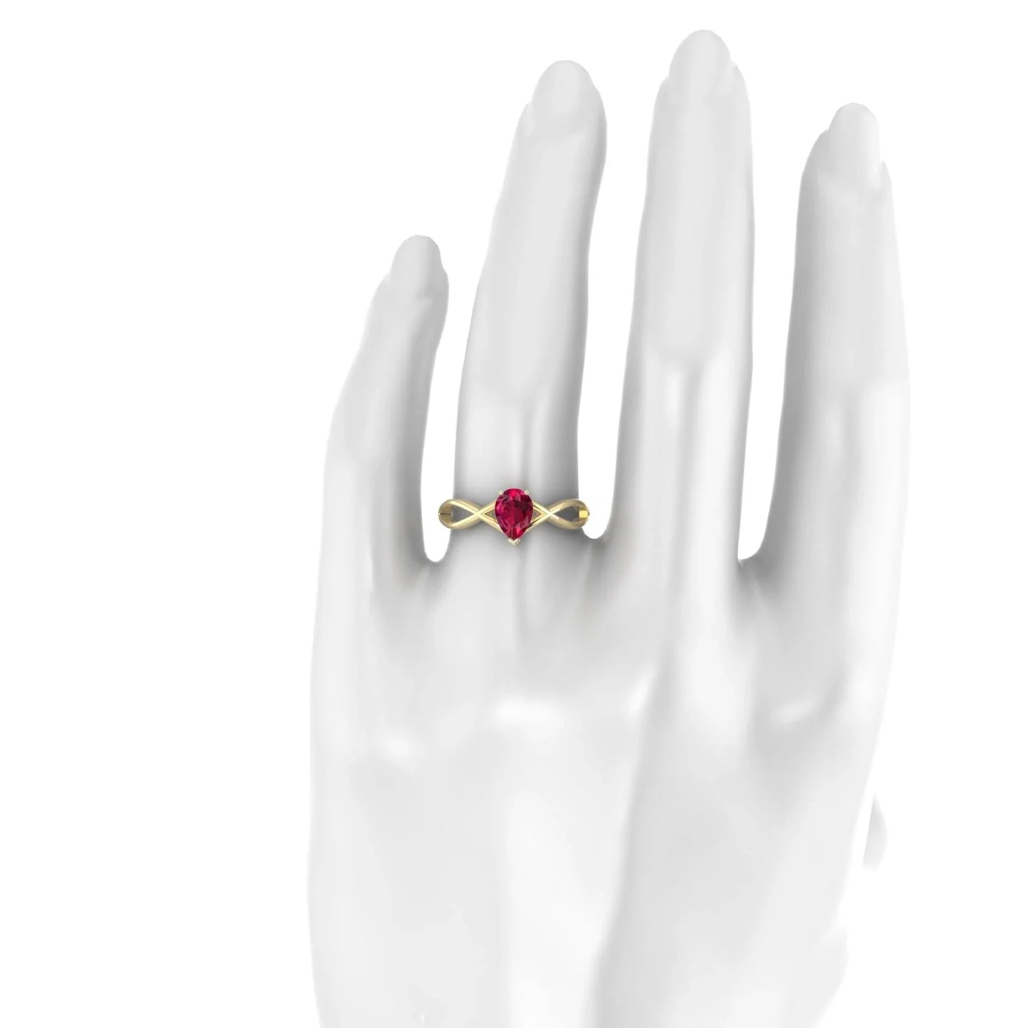 Daze | 18k Yellow Gold 7 x 5 mm Pear Ruby Ring