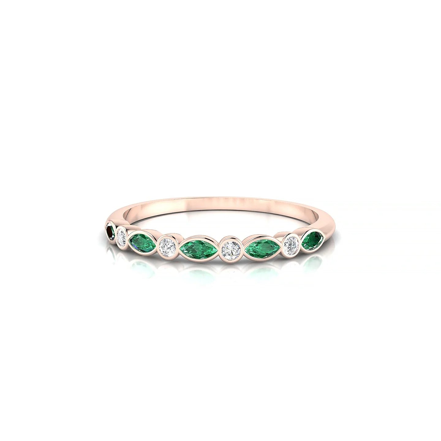 Delight | 18k Rose Gold 3 x 1.5 mm Marquise Emerald Ring