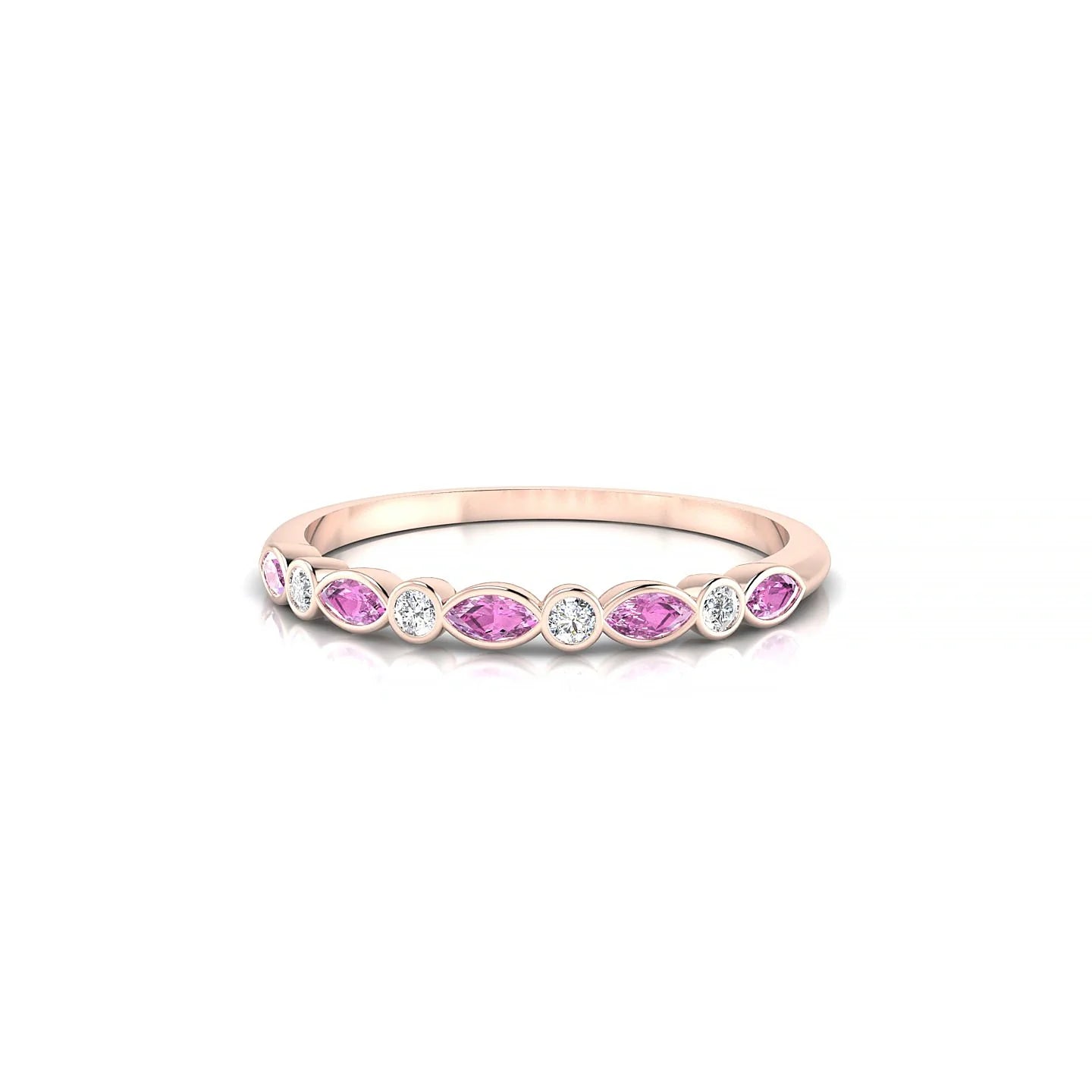 Delight | 18k Rose Gold 3 x 1.5 mm Marquise Pink Sapphire Ring
