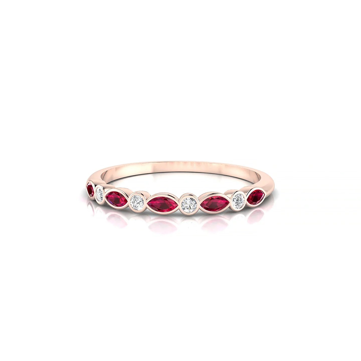 Delight | 18k Rose Gold 3 x 1.5 mm Marquise Ruby Ring