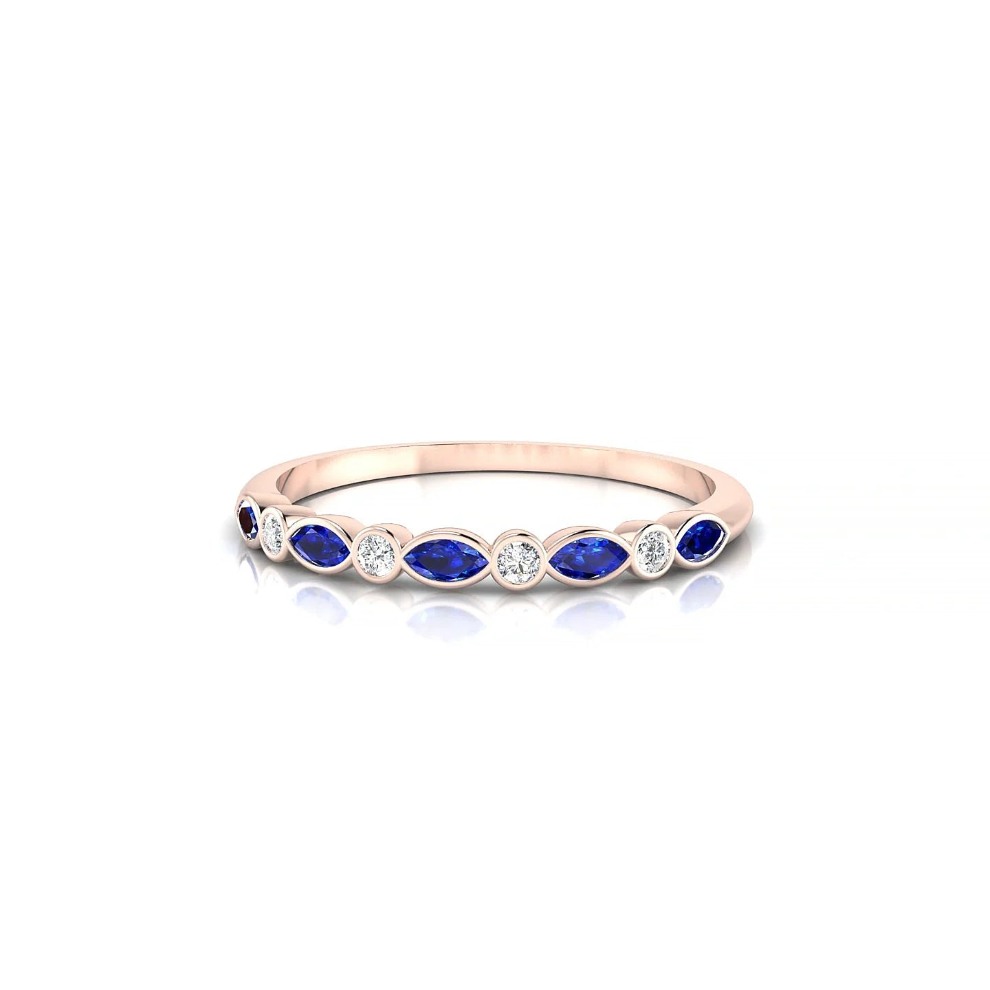 Delight | 18k Rose Gold 3 x 1.5 mm Marquise Sapphire Ring