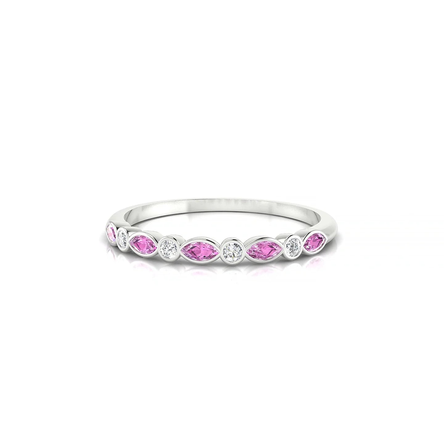 Delight | 18k White Gold 3 x 1.5 mm Marquise Pink Sapphire Ring