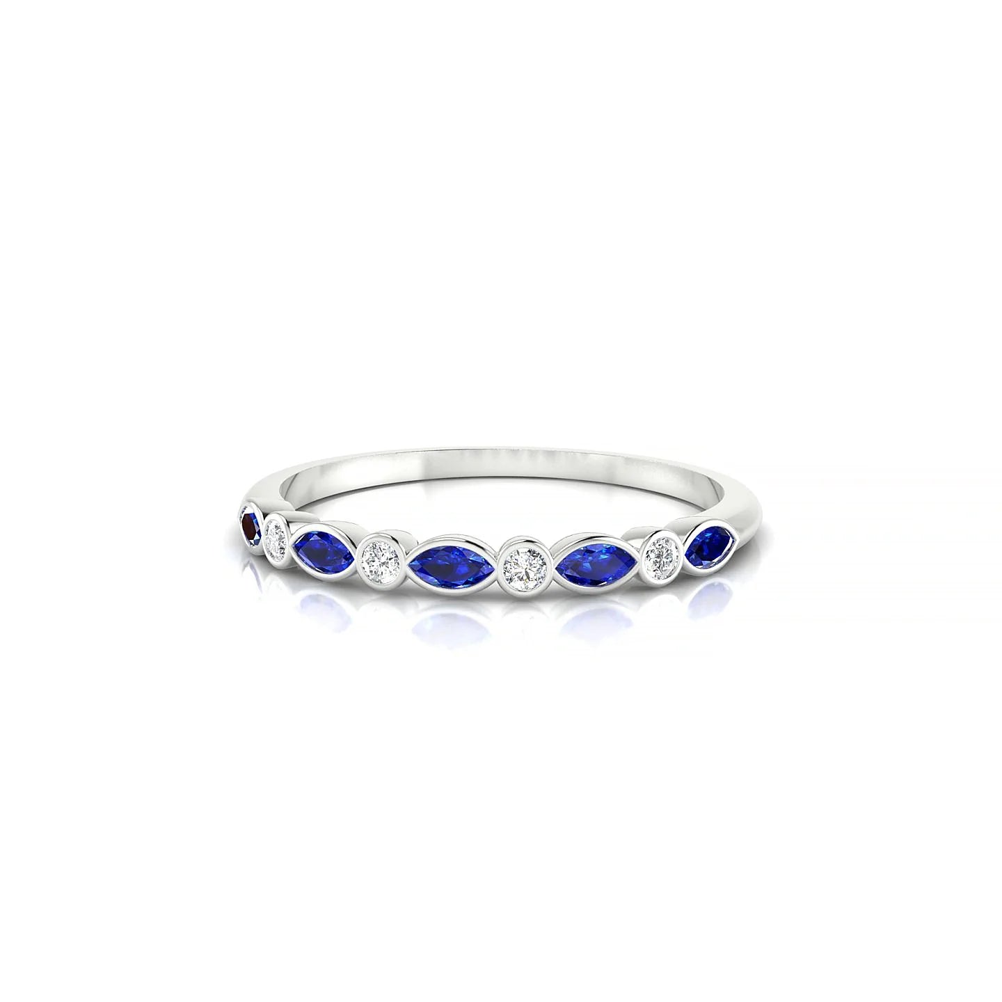 Delight | 18k White Gold 3 x 1.5 mm Marquise Sapphire Ring