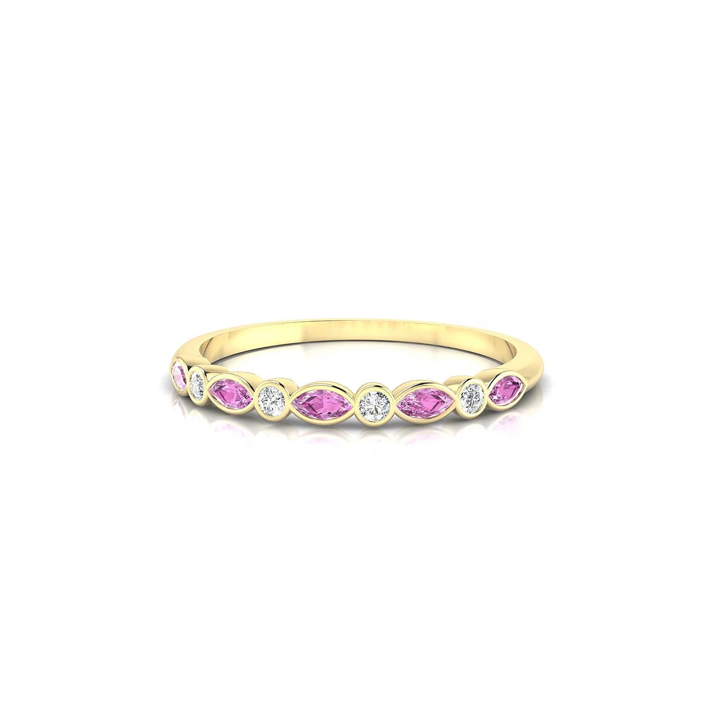 Delight | 18k Yellow Gold 3 x 1.5 mm Marquise Pink Sapphire Ring