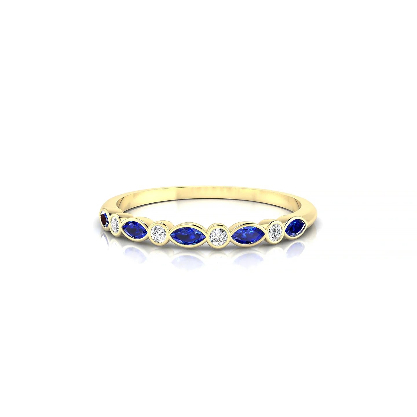 Delight | 18k Yellow Gold 3 x 1.5 mm Marquise Sapphire Ring