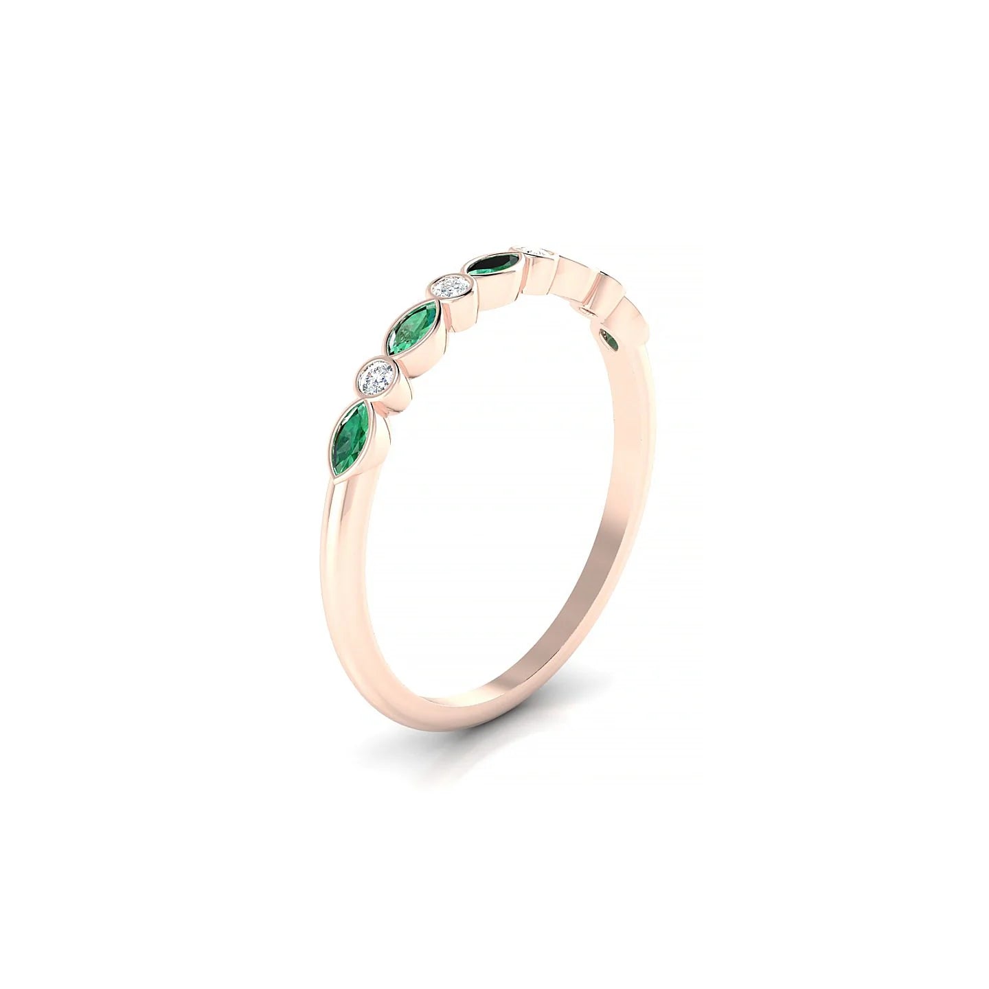 Delight | 18k Rose Gold 3 x 1.5 mm Marquise Emerald Ring