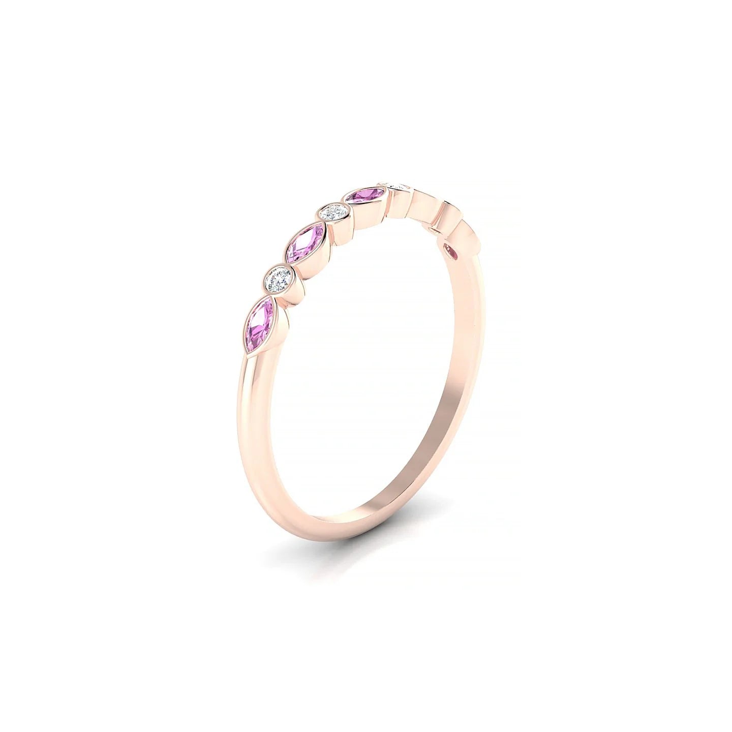 Delight | 18k Rose Gold 3 x 1.5 mm Marquise Pink Sapphire Ring