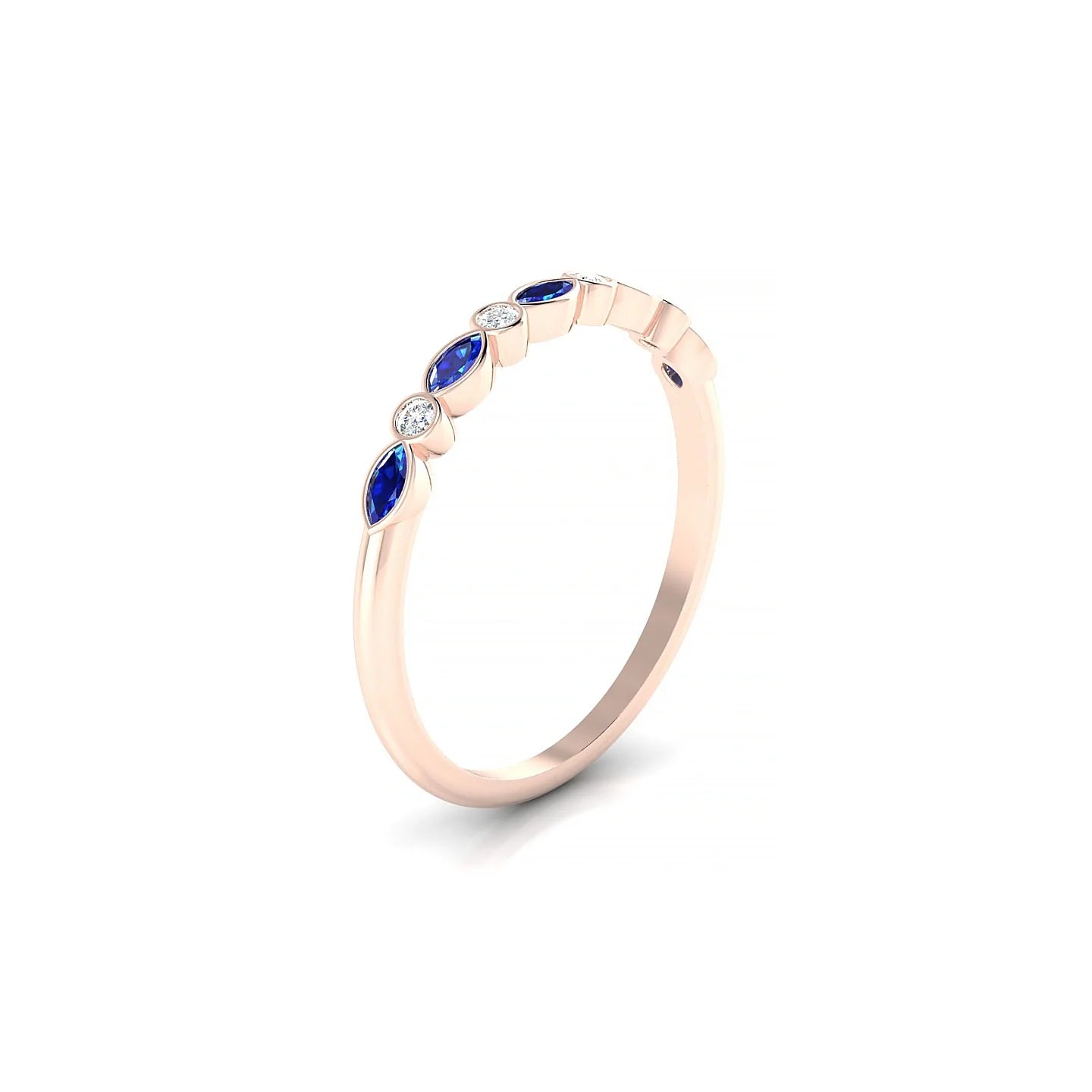 Delight | 18k Rose Gold 3 x 1.5 mm Marquise Sapphire Ring