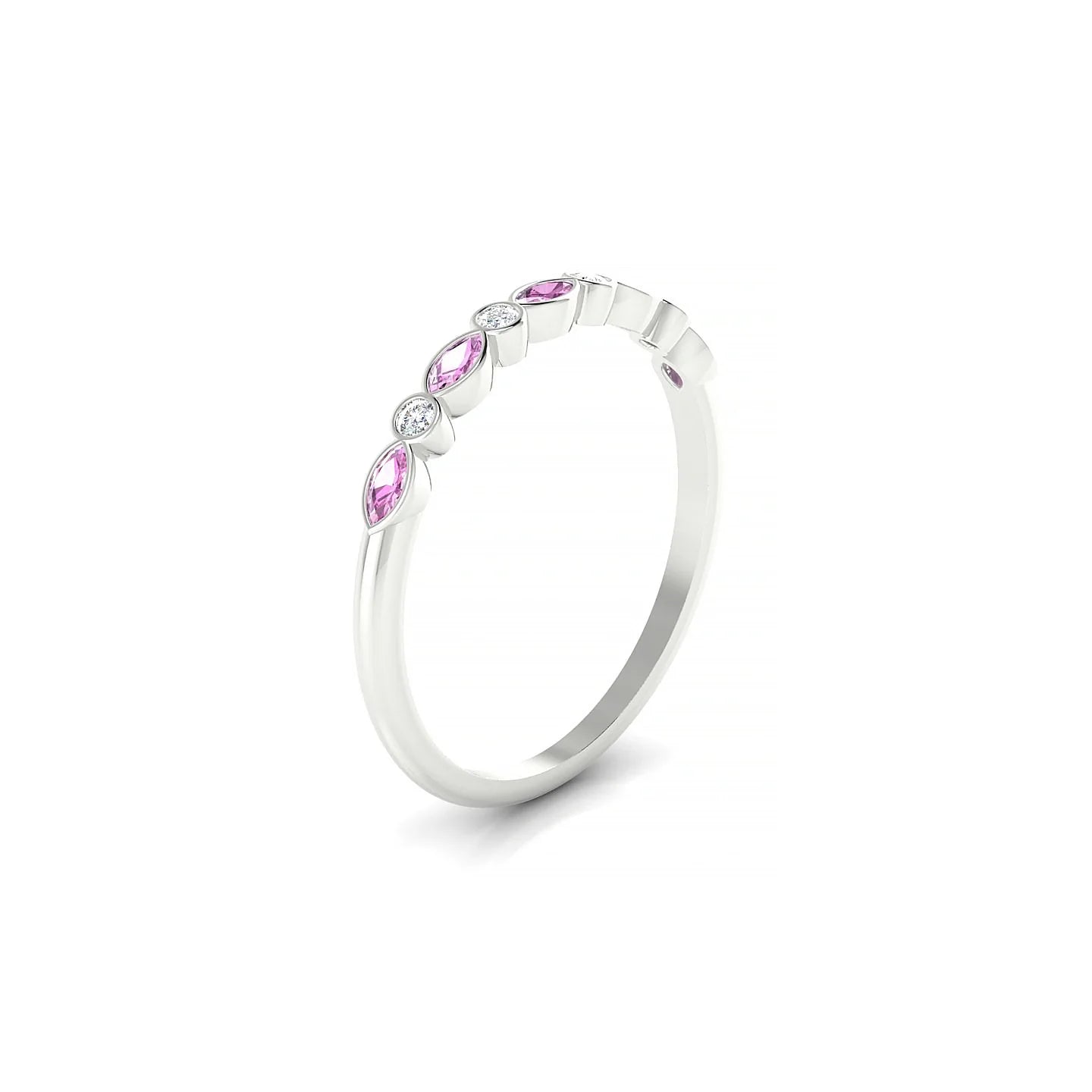 Delight | 18k White Gold 3 x 1.5 mm Marquise Pink Sapphire Ring