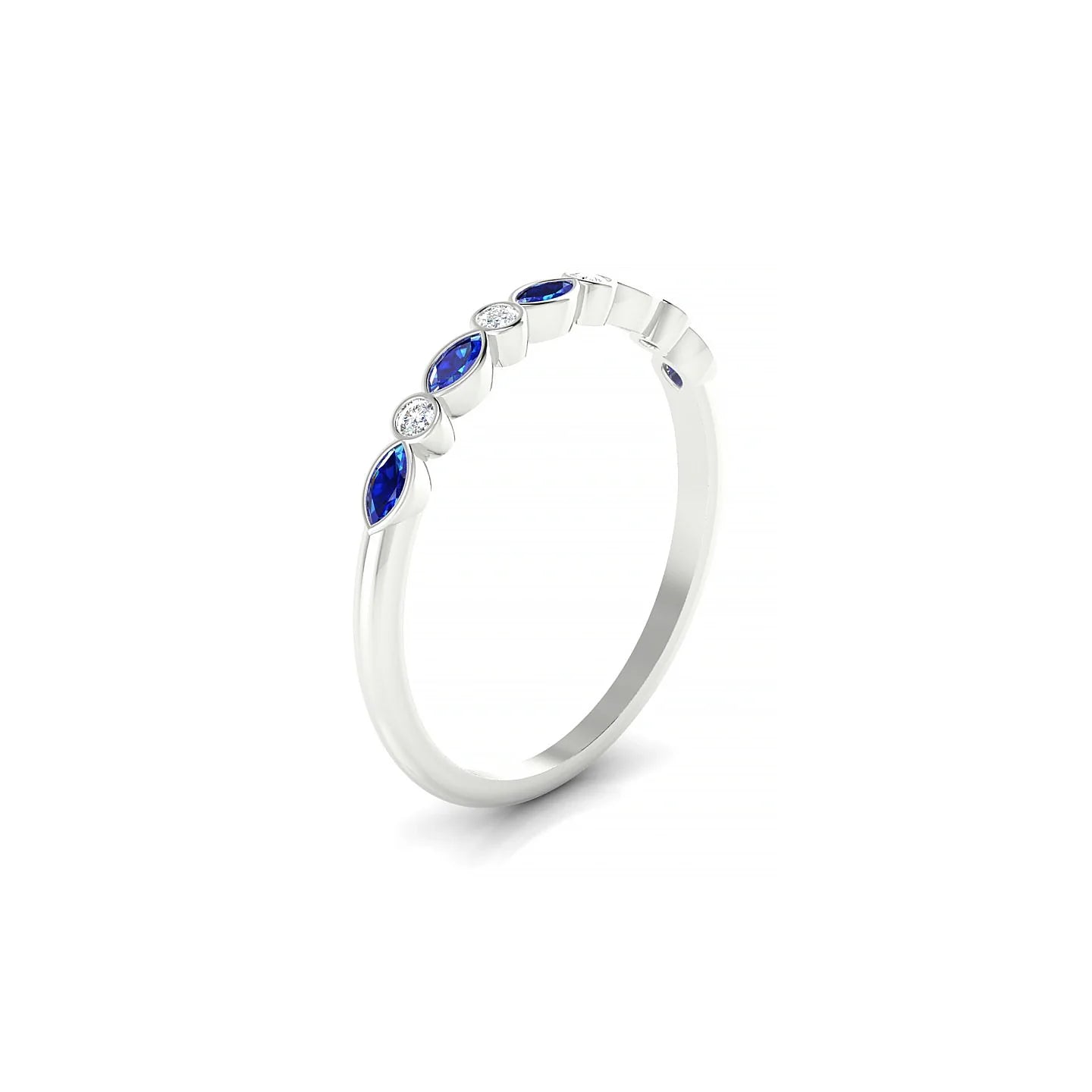 Delight | 18k White Gold 3 x 1.5 mm Marquise Sapphire Ring