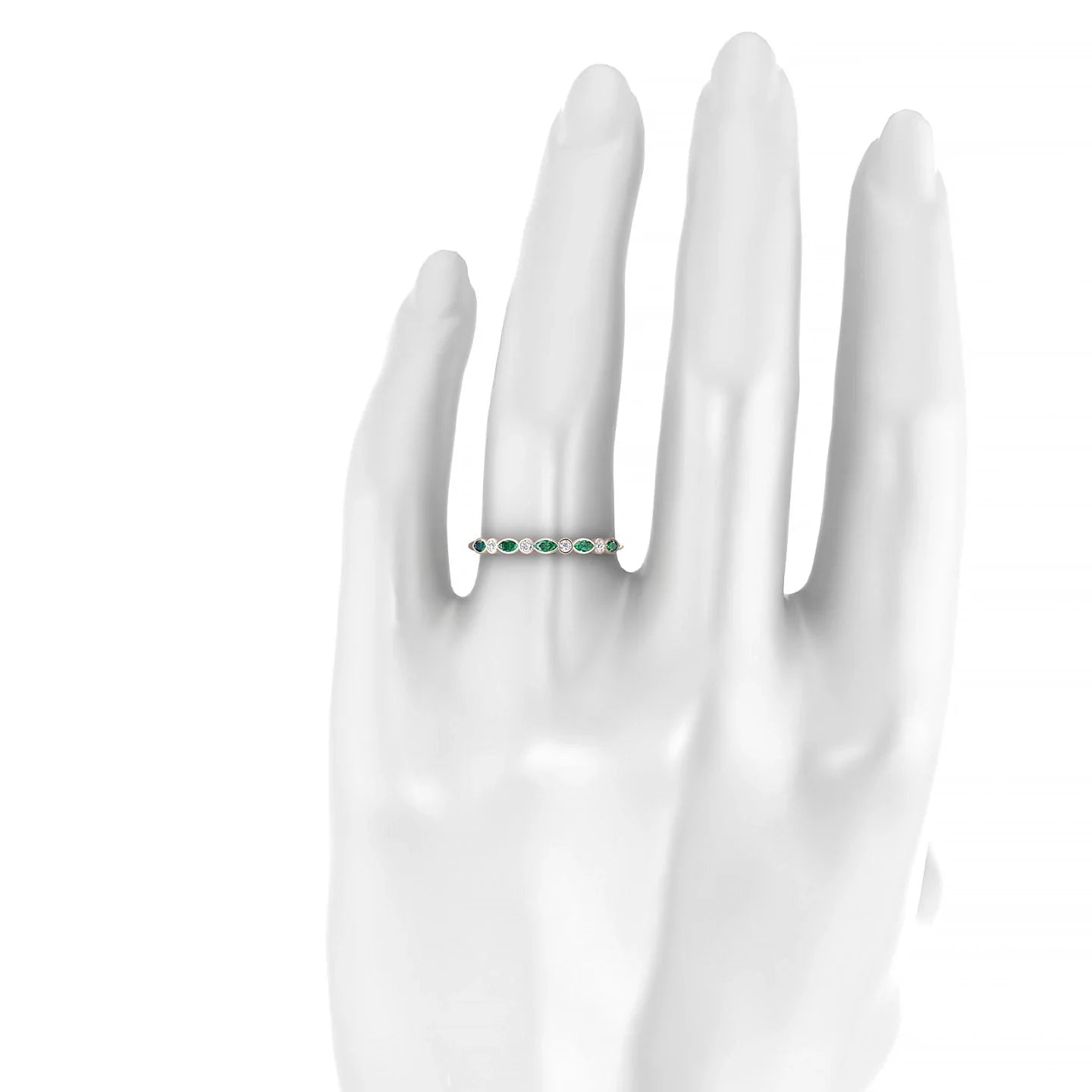 Delight | 18k Rose Gold 3 x 1.5 mm Marquise Emerald Ring
