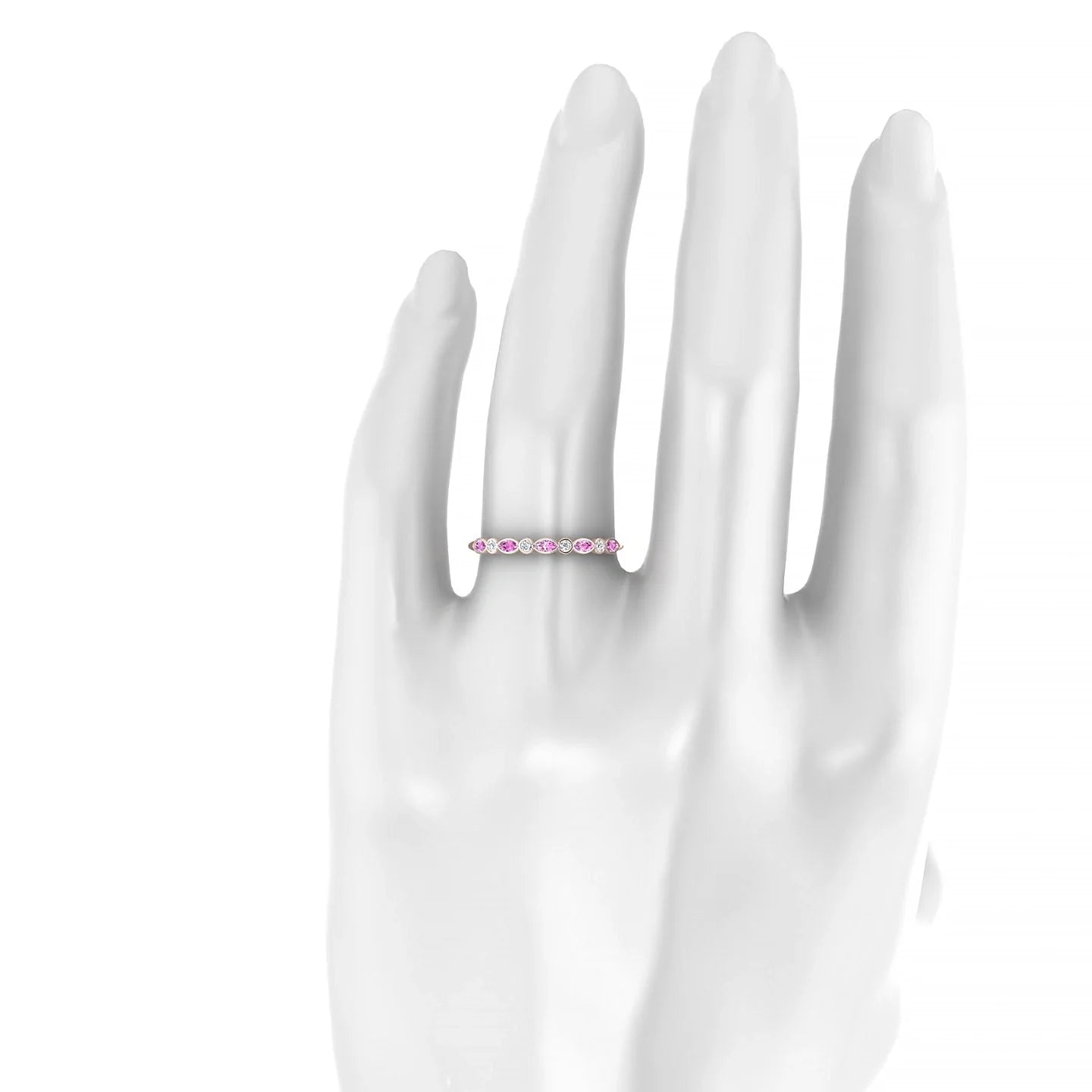Delight | 18k Rose Gold 3 x 1.5 mm Marquise Pink Sapphire Ring