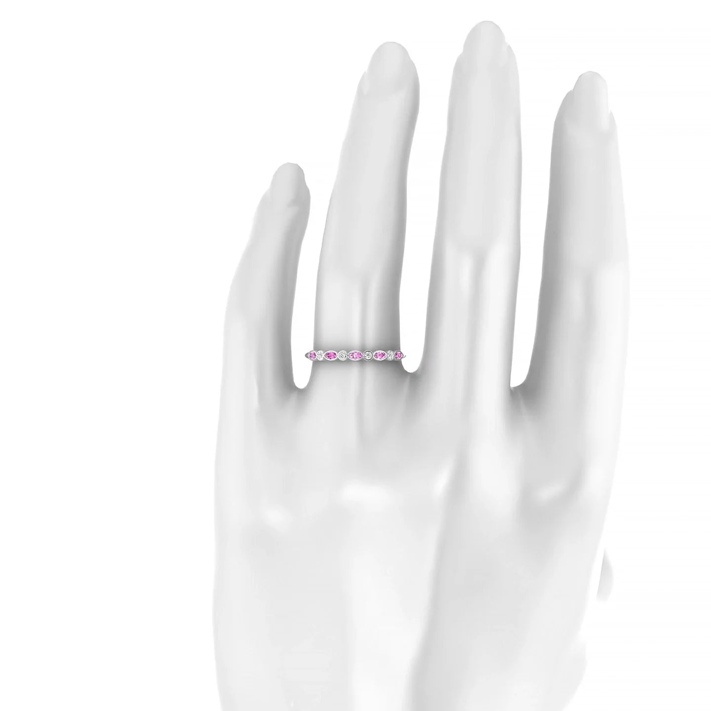 Delight | 18k White Gold 3 x 1.5 mm Marquise Pink Sapphire Ring