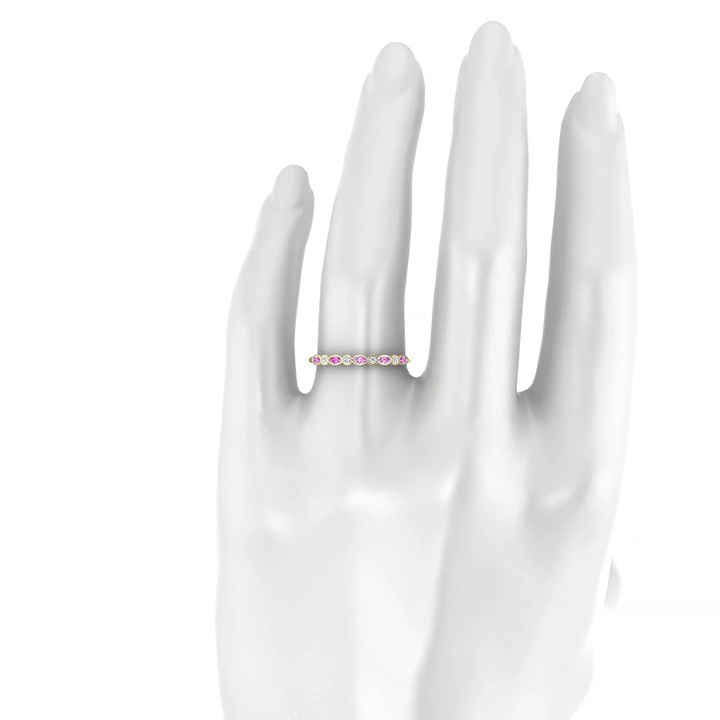 Delight | 18k Yellow Gold 3 x 1.5 mm Marquise Pink Sapphire Ring