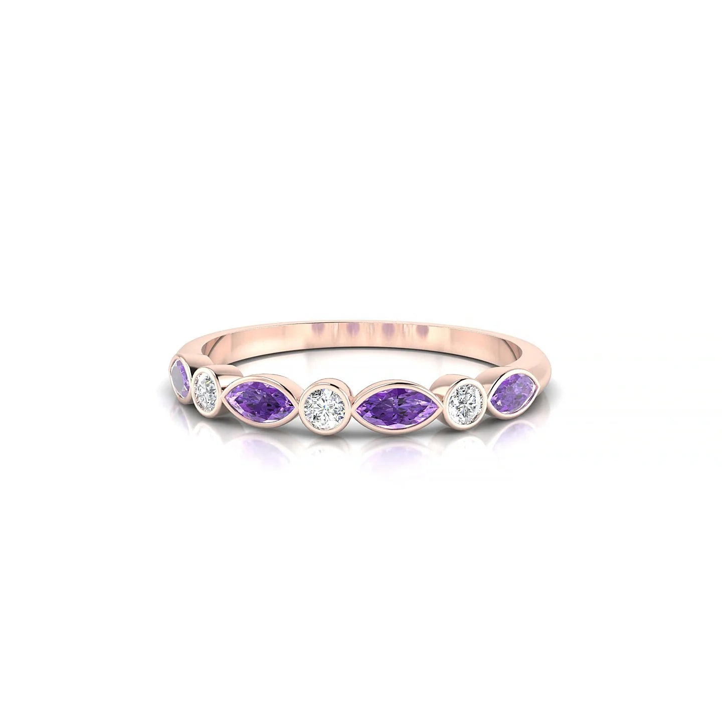 Delight | 18k Rose Gold 4 x 2 mm Marquise Amethyst Ring