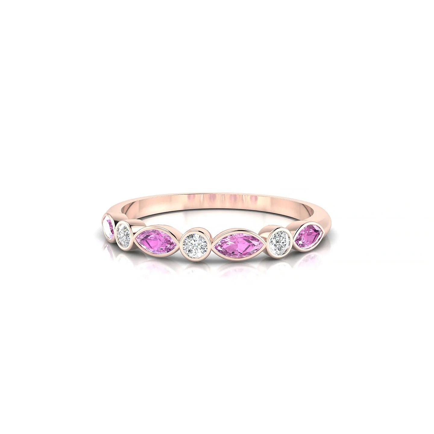 Delight | 18k Rose Gold 4 x 2 mm Marquise Pink Sapphire Ring