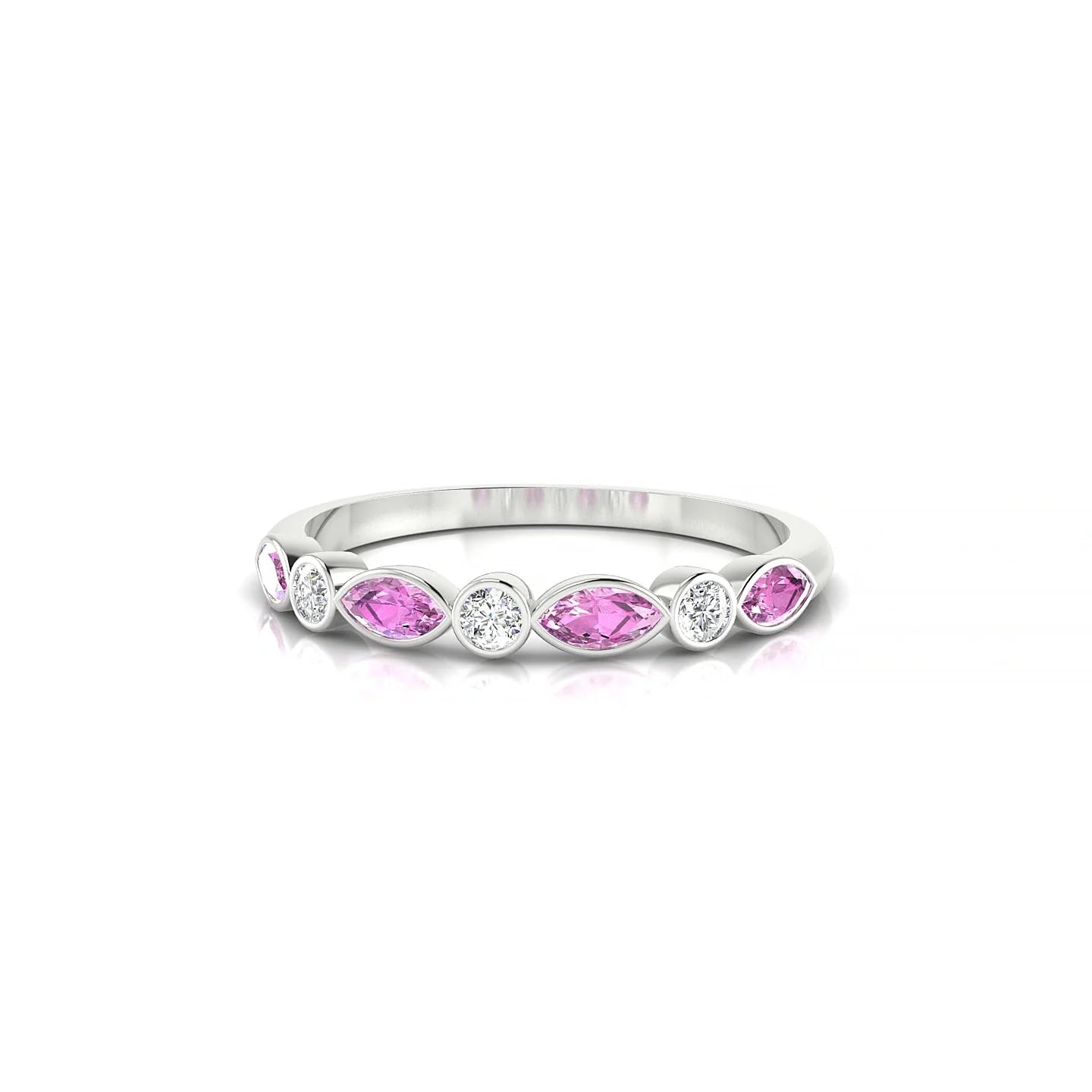 Delight | 18k White Gold 4 x 2 mm Marquise Pink Sapphire Ring