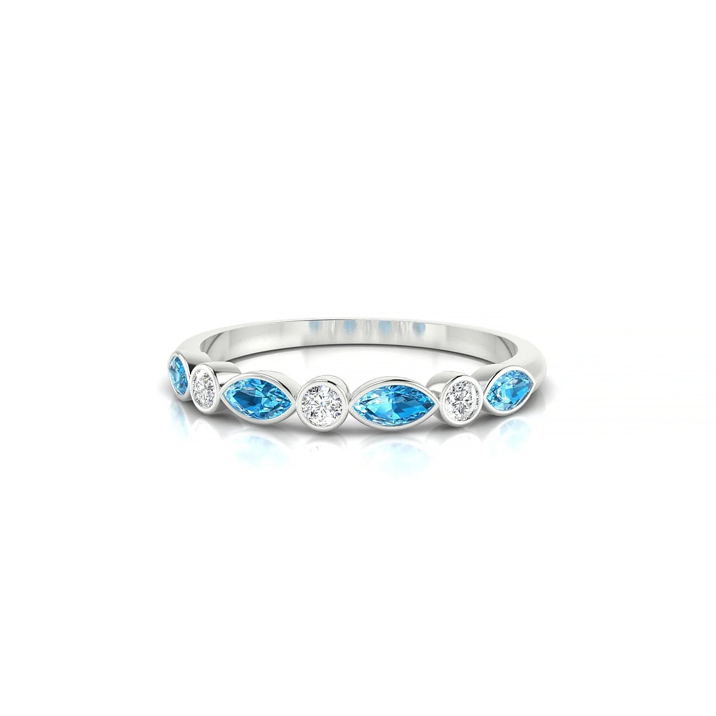 Delight | 18k White Gold 4 x 2 mm Marquise Topaz Ring