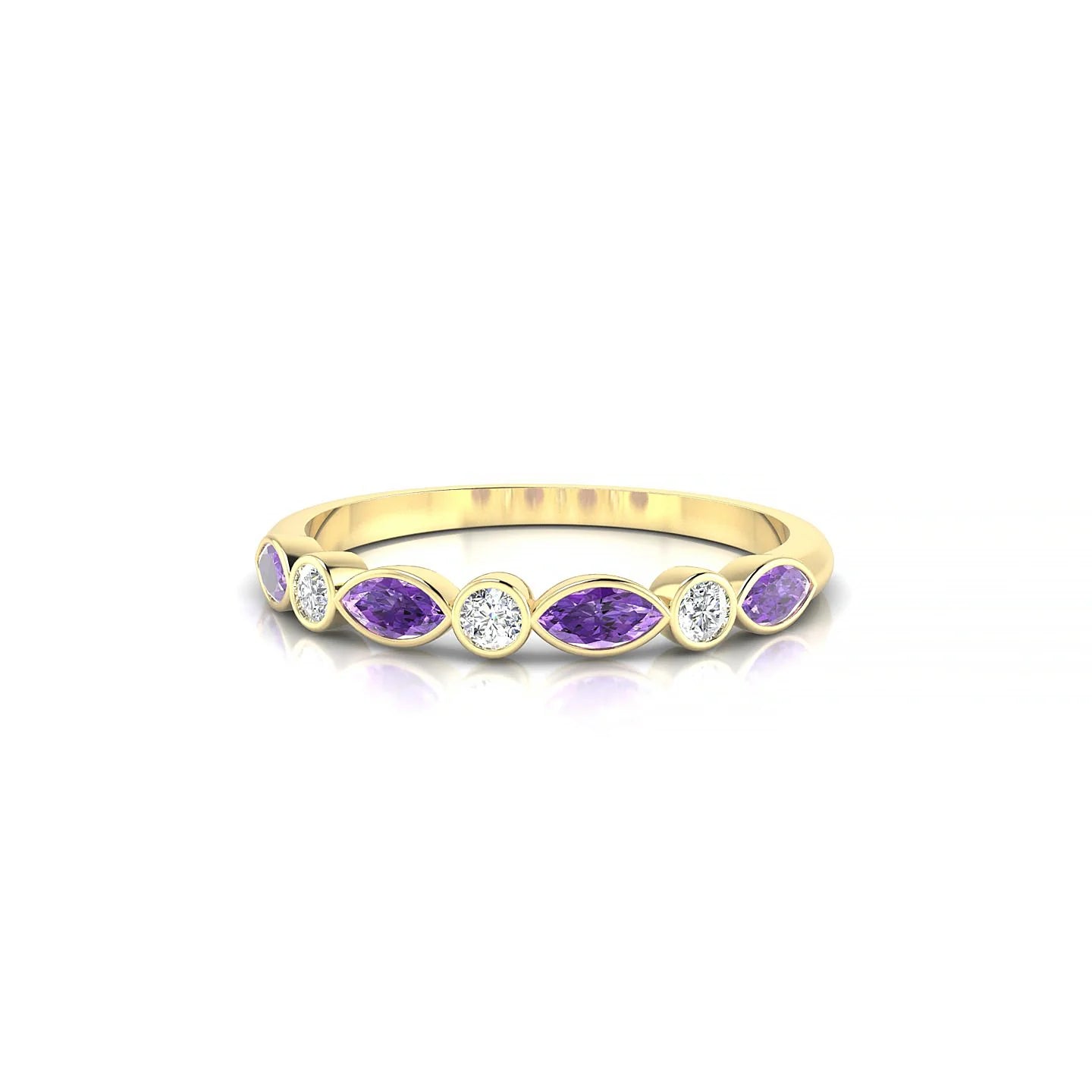 Delight | 18k Yellow Gold 4 x 2 mm Marquise Amethyst Ring