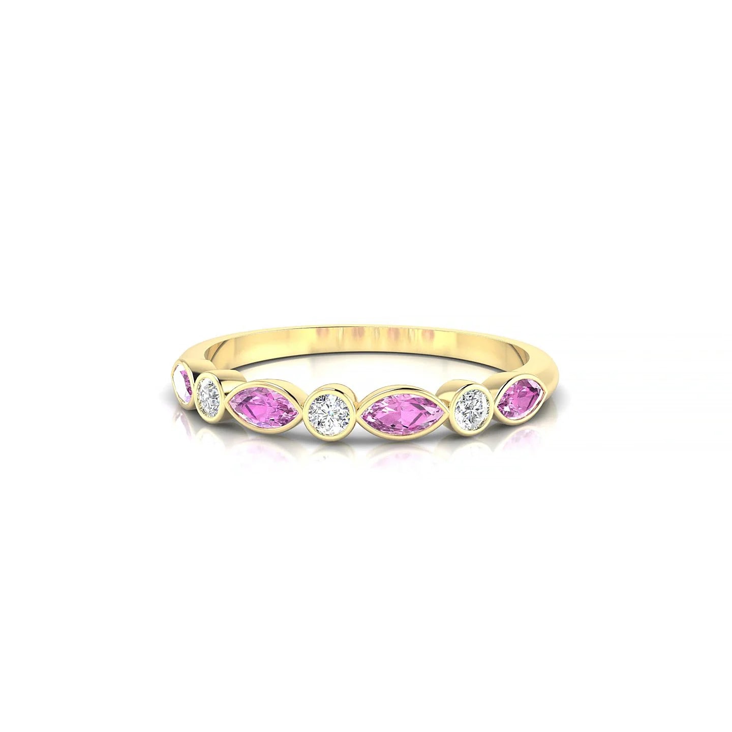 Delight | 18k Yellow Gold 4 x 2 mm Marquise Pink Sapphire Ring