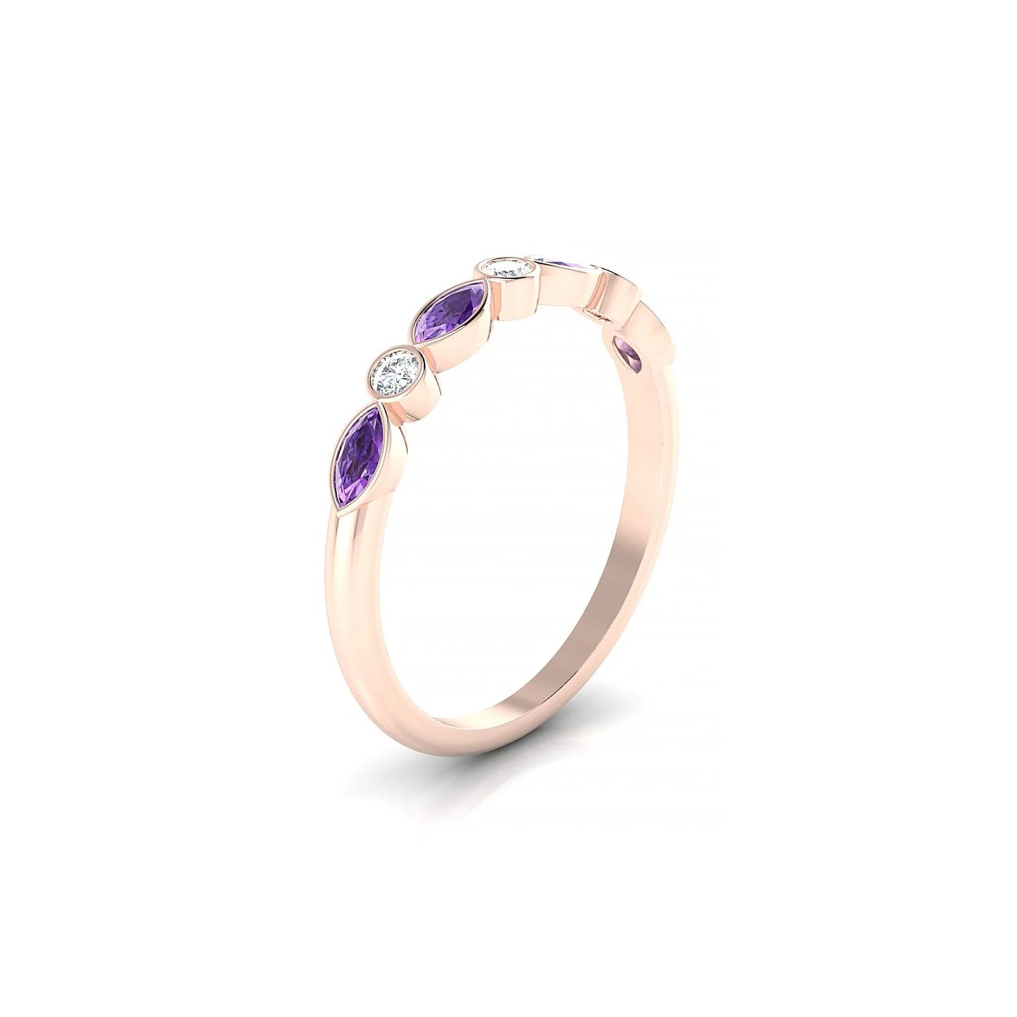 Delight | 18k Rose Gold 4 x 2 mm Marquise Amethyst Ring
